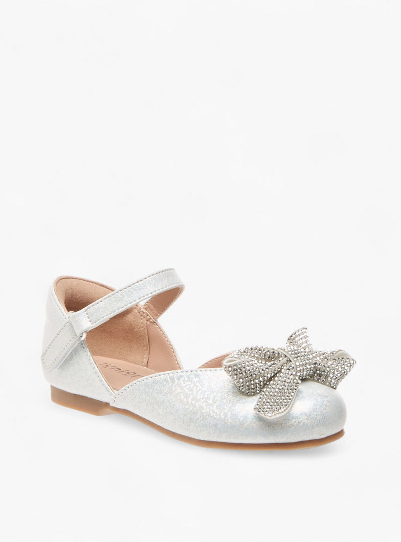 حذاء باليرينا بشريط إغلاق لاصق وزينة فيونكة من جونيورز-girls-shoes-ballerinas-image-2