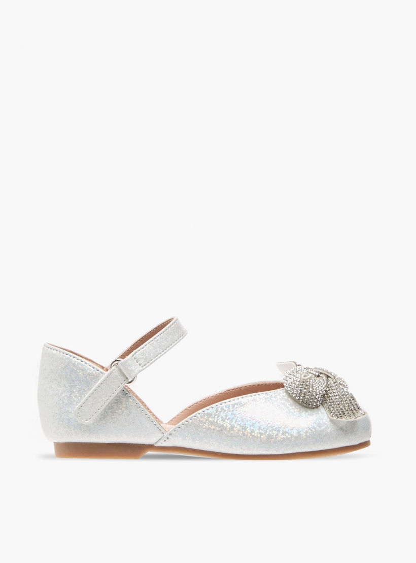 حذاء باليرينا بشريط إغلاق لاصق وزينة فيونكة من جونيورز-girls-shoes-ballerinas-image-3