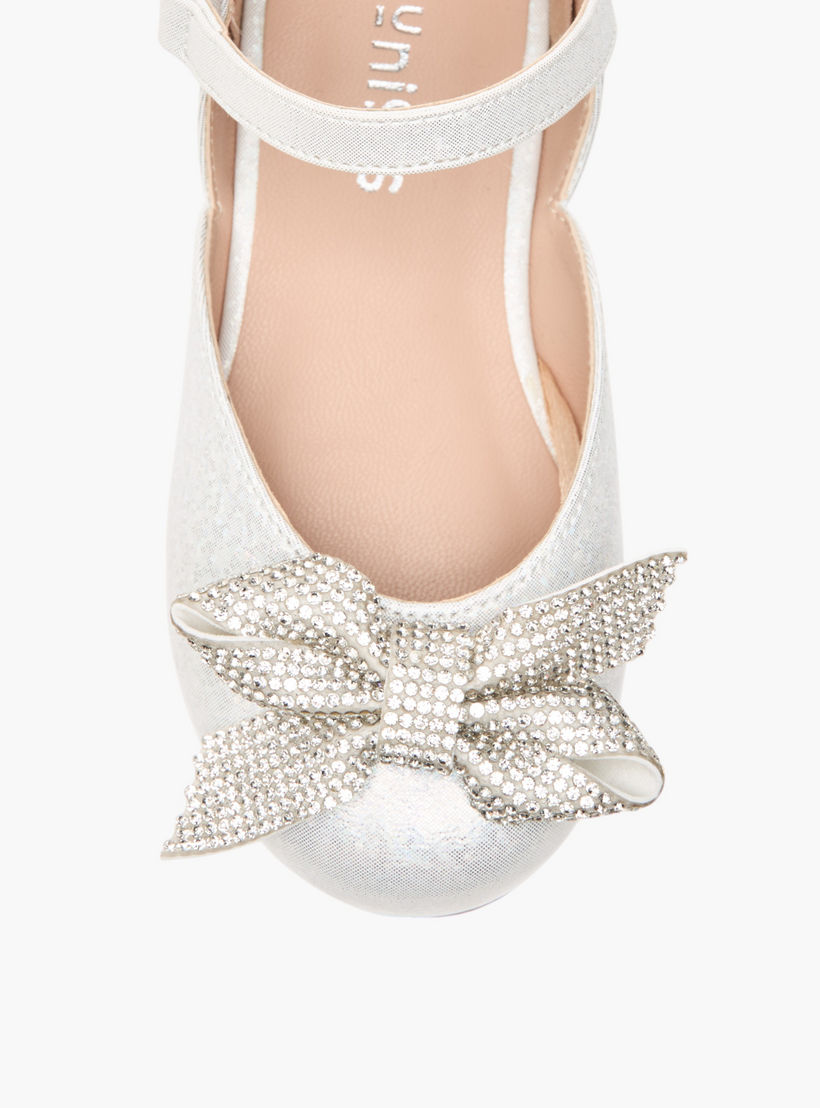 حذاء باليرينا بشريط إغلاق لاصق وزينة فيونكة من جونيورز-girls-shoes-ballerinas-image-4