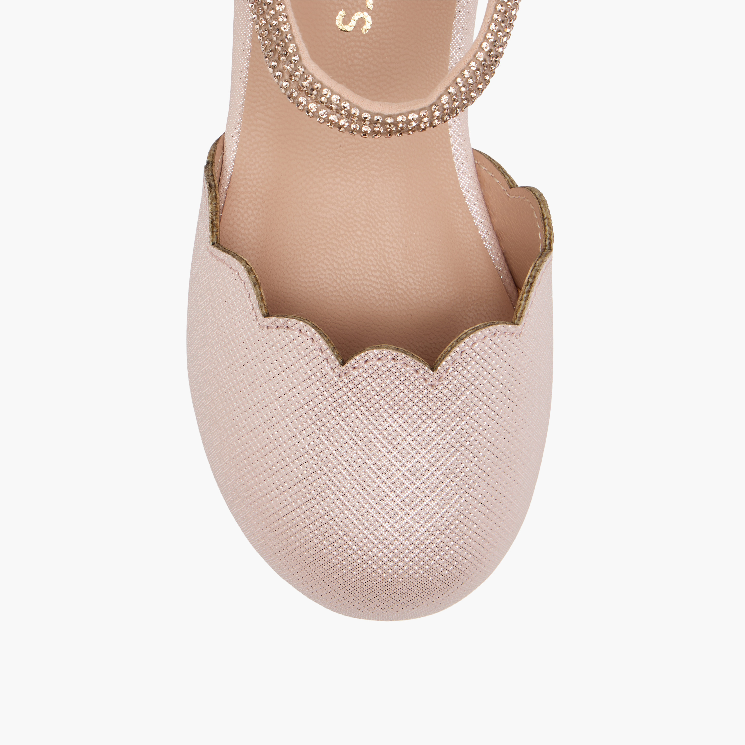 Juniors Scallop Detail Ballerina Shoes with Hook and Loop Closure-girls-shoes-ballerinas-image-4