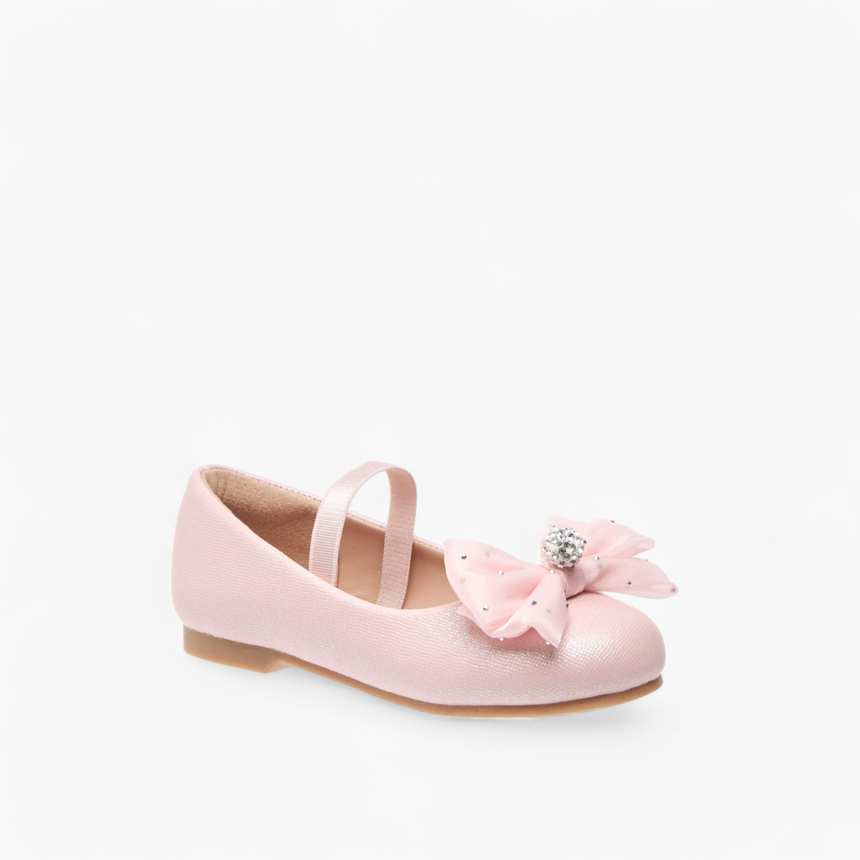 حذاء باليرينا بحزام مطاطي وزينة فيونكة من جونيورز-girls-shoes-ballerinas-image-2
