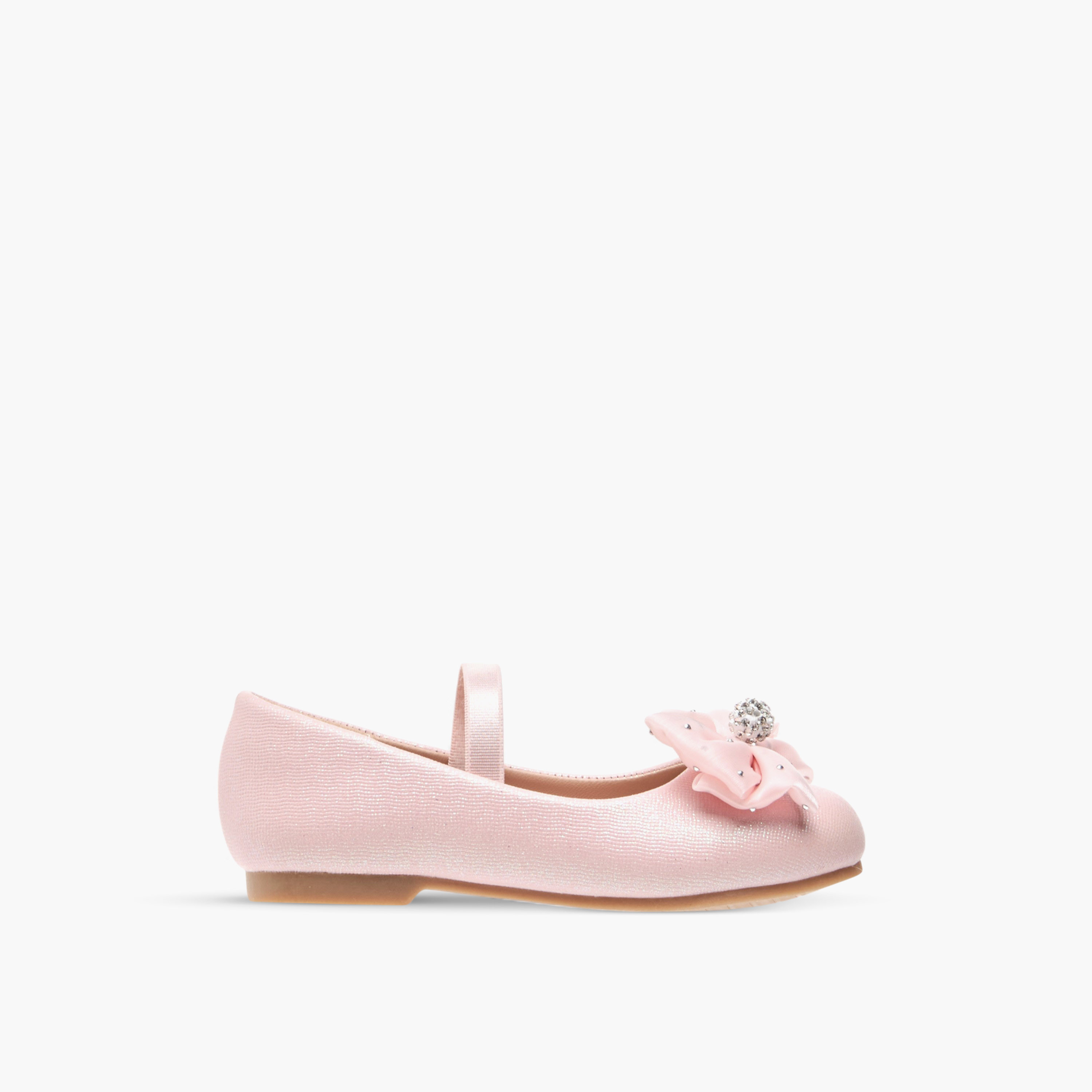 حذاء باليرينا بحزام مطاطي وزينة فيونكة من جونيورز-girls-shoes-ballerinas-image-3
