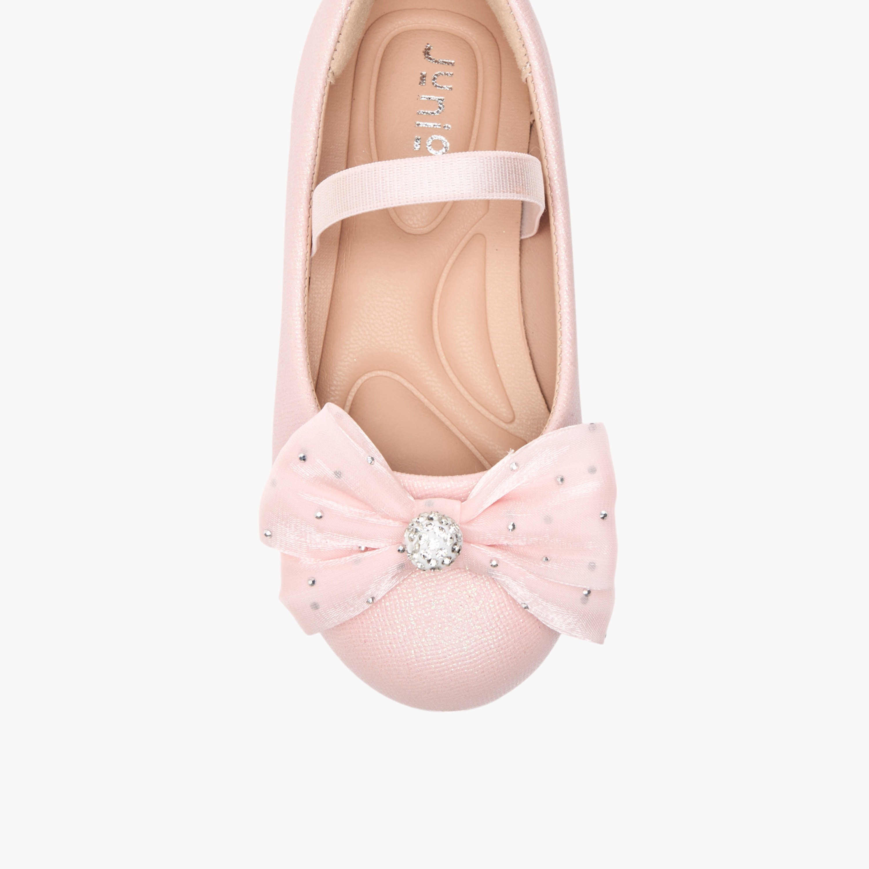 حذاء باليرينا بحزام مطاطي وزينة فيونكة من جونيورز-girls-shoes-ballerinas-image-4