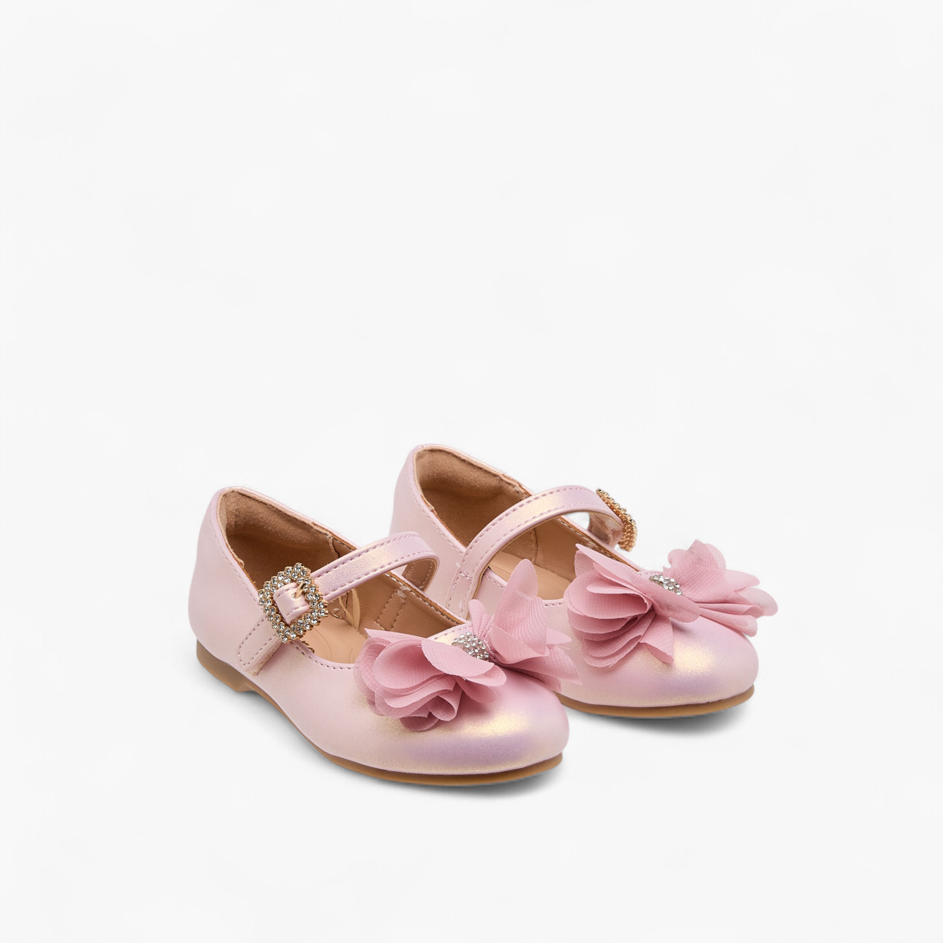 حذاء باليرينا مزين بفيونكة وشريط إغلاق لاصق من جونيورز-girls-shoes-maryjanes-image-1