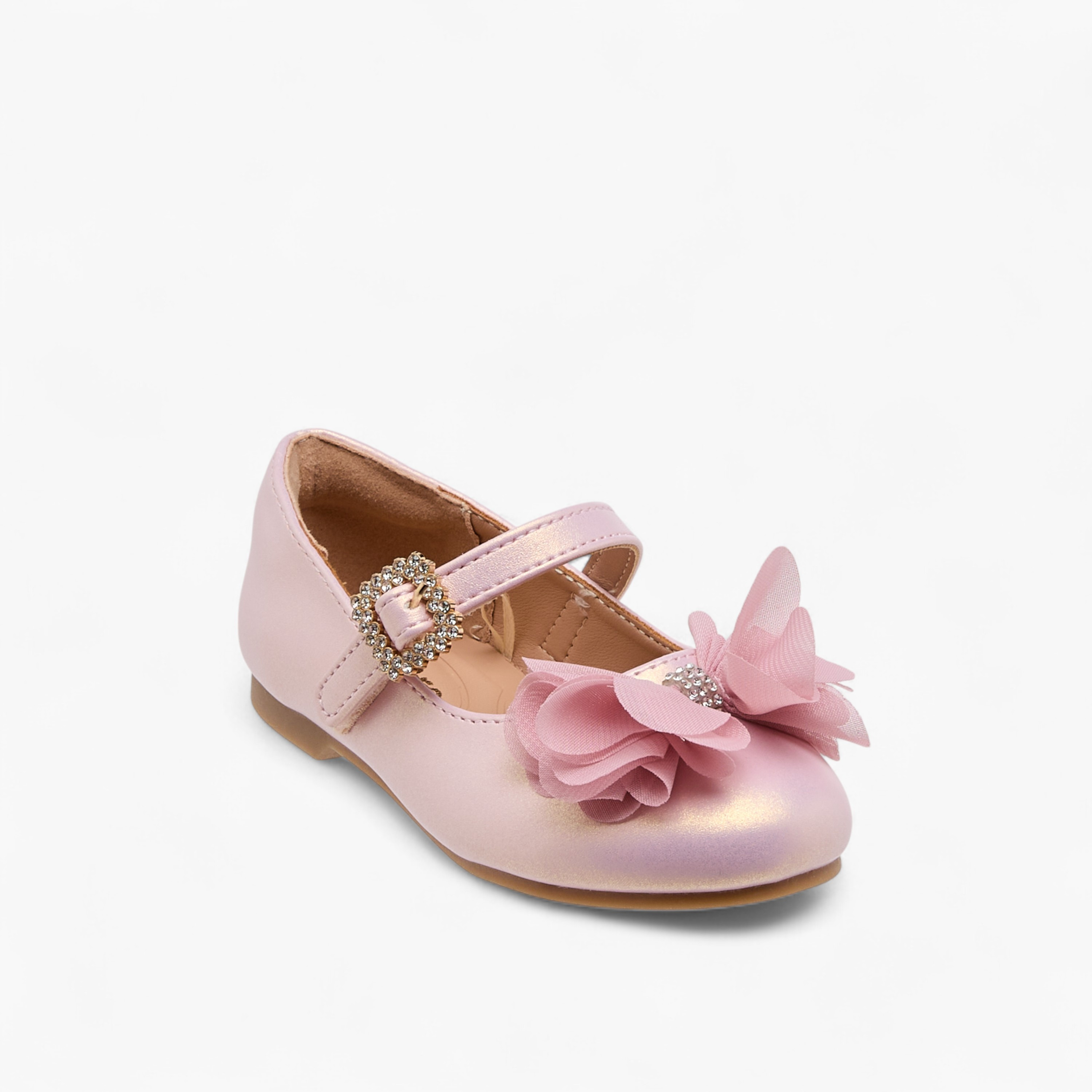 Juniors Bow Accent Ballerina Shoes with Hook and Loop Closure-girls-shoes-maryjanes-image-2