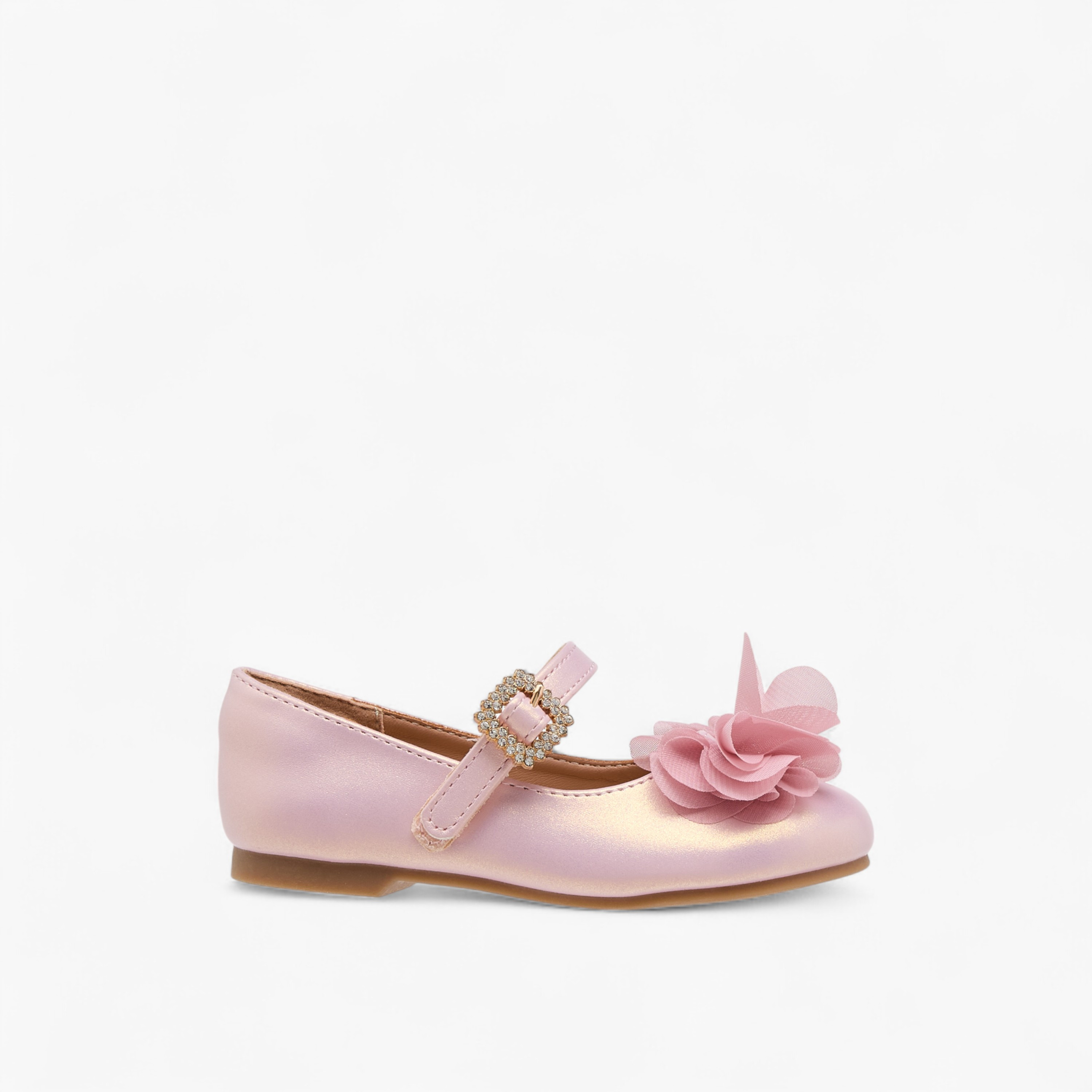 Juniors Bow Accent Ballerina Shoes with Hook and Loop Closure-girls-shoes-maryjanes-image-3
