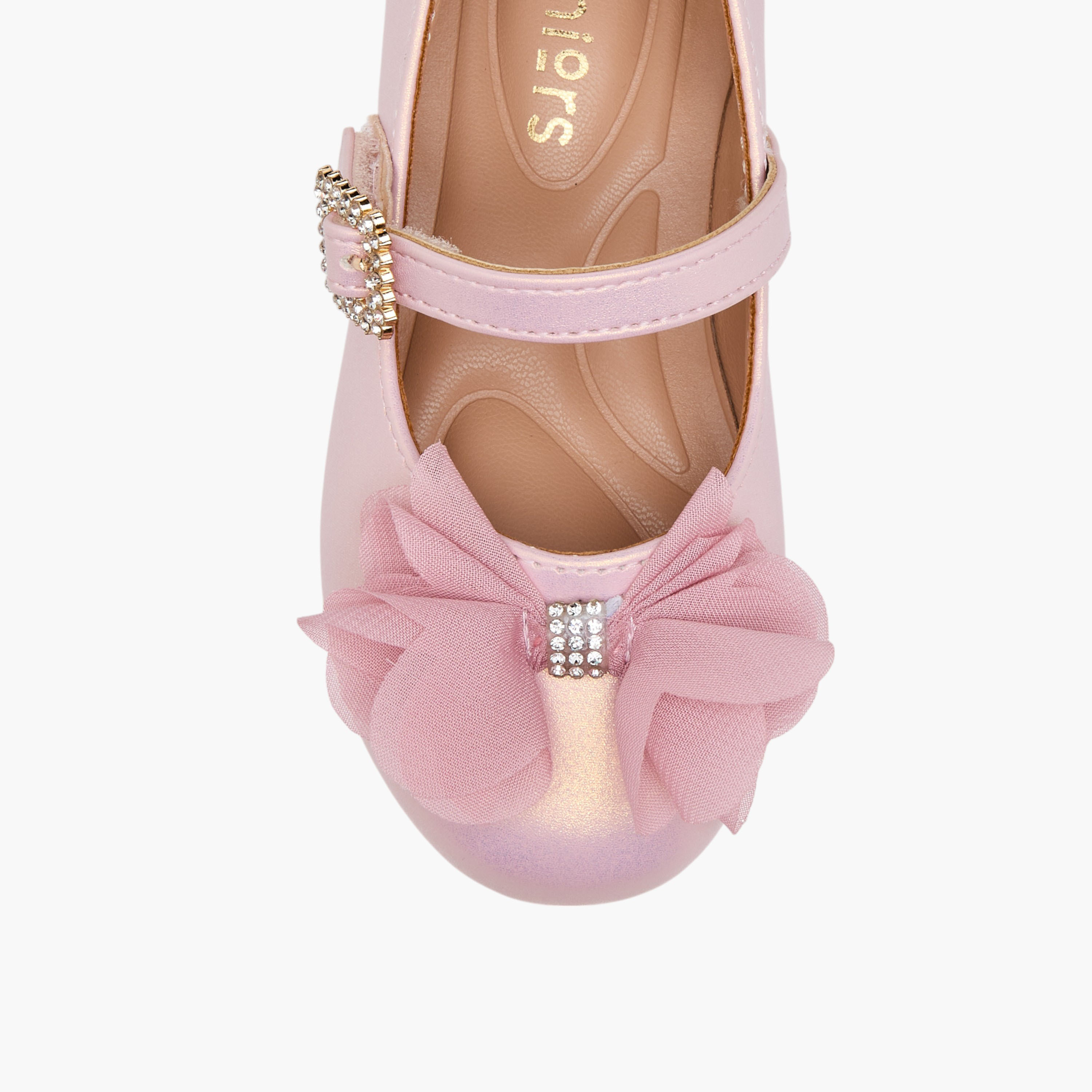 حذاء باليرينا مزين بفيونكة وشريط إغلاق لاصق من جونيورز-girls-shoes-maryjanes-image-4