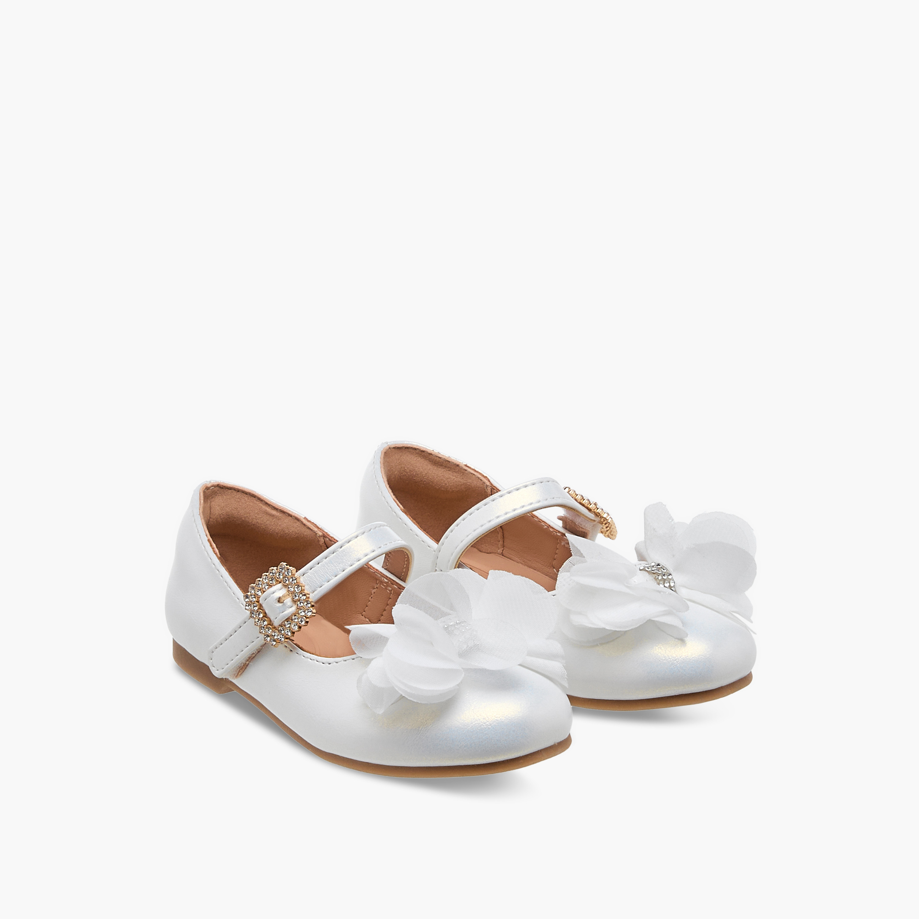 Juniors Bow Accent Ballerina Shoes with Hook and Loop Closure-girls-shoes-maryjanes-image-1