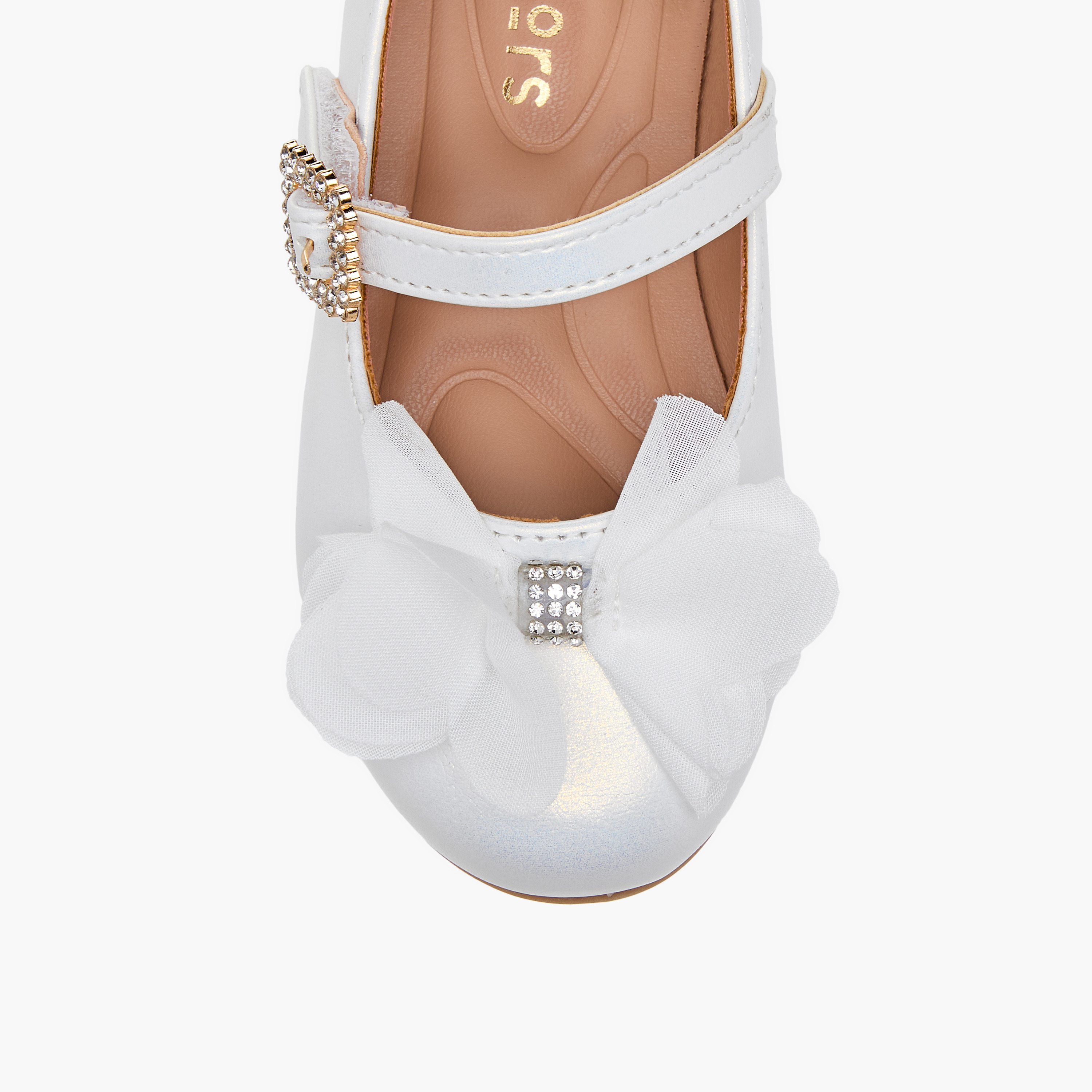 Juniors Bow Accent Ballerina Shoes with Hook and Loop Closure-girls-shoes-maryjanes-image-4