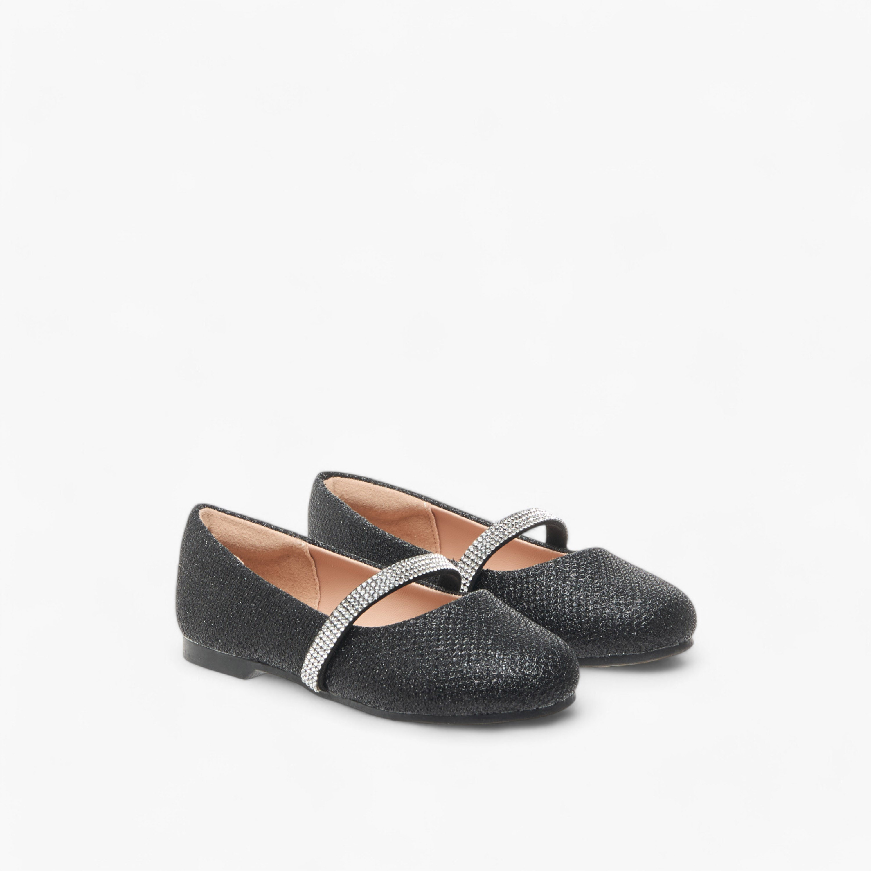 Juniors Glitter Detail Ballerina Shoes with Elasticated Strap-girls-shoes-ballerinas-image-1