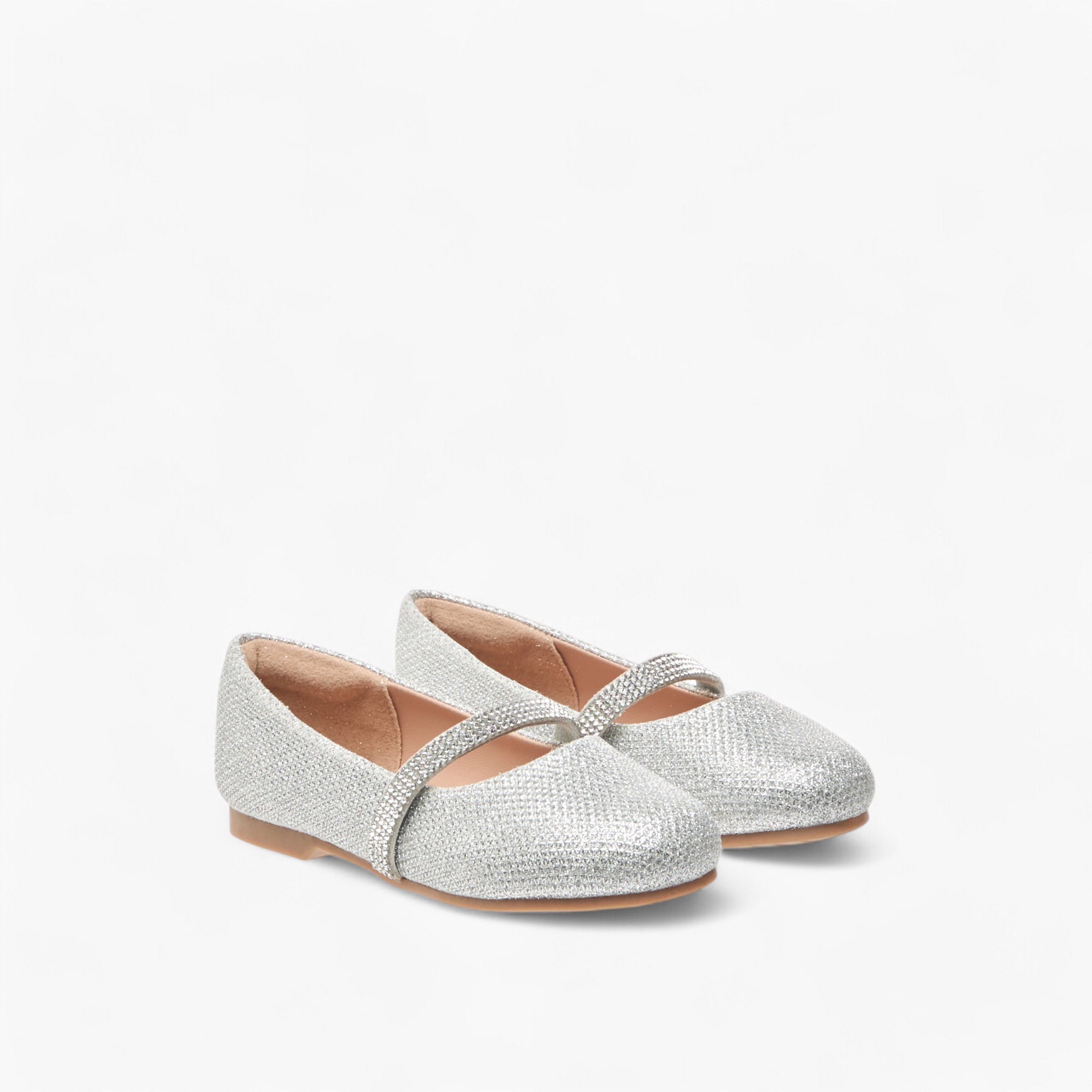 Juniors Glitter Detail Ballerina Shoes with Elasticated Strap-girls-shoes-ballerinas-image-1