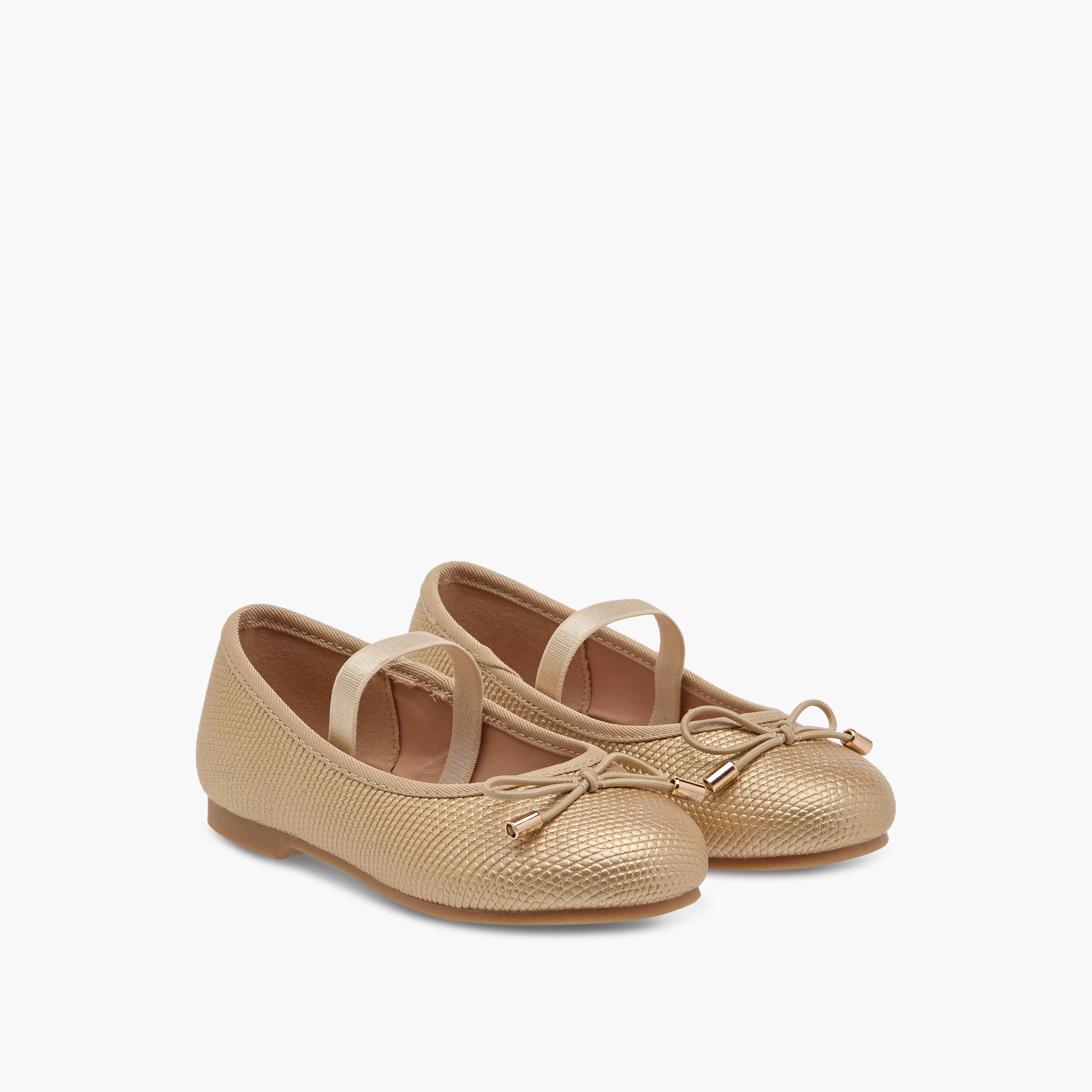 Juniors Bow Accent Ballerina Shoes with Elasticated Strap-girls-shoes-ballerinas-image-1