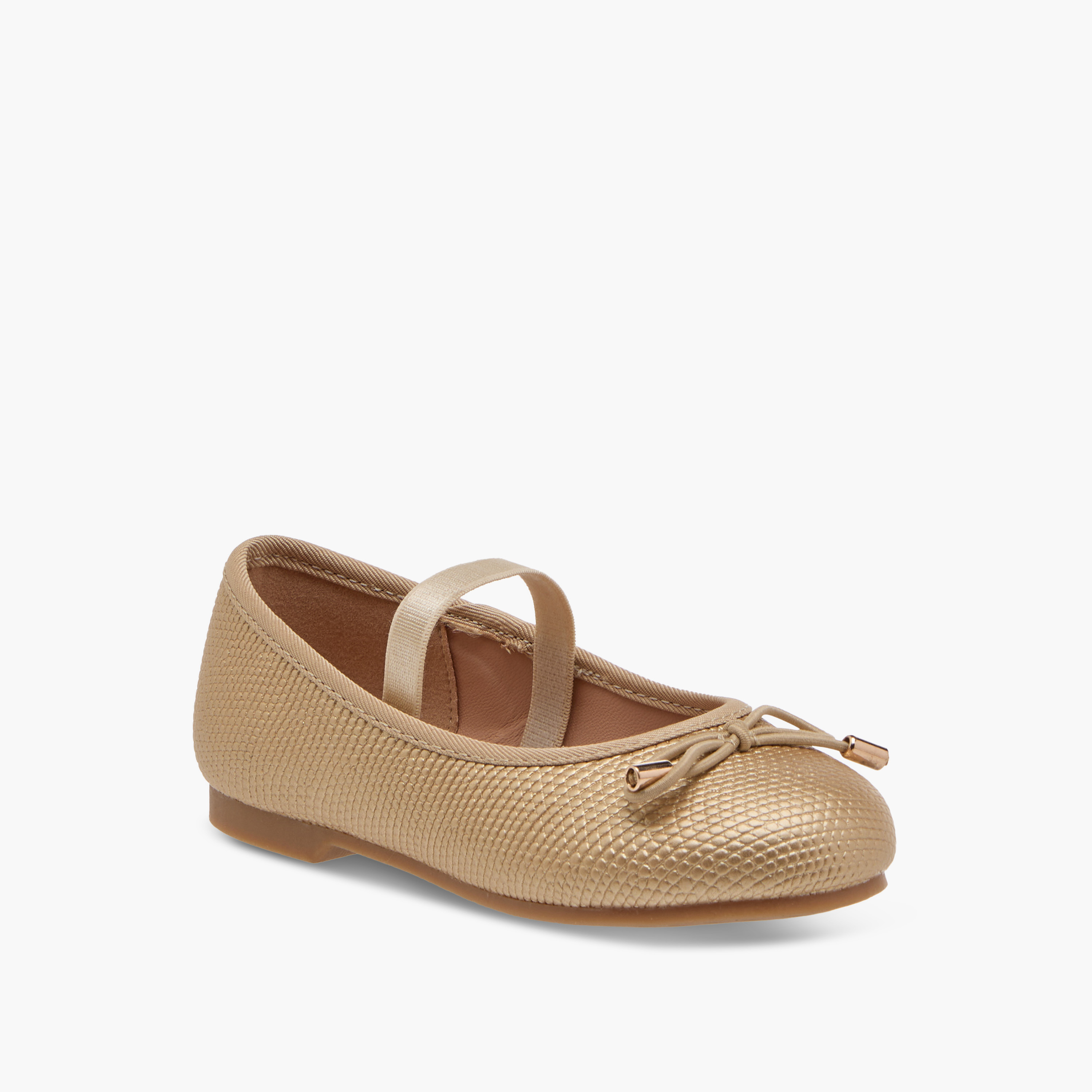 Juniors Bow Accent Ballerina Shoes with Elasticated Strap-girls-shoes-ballerinas-image-2