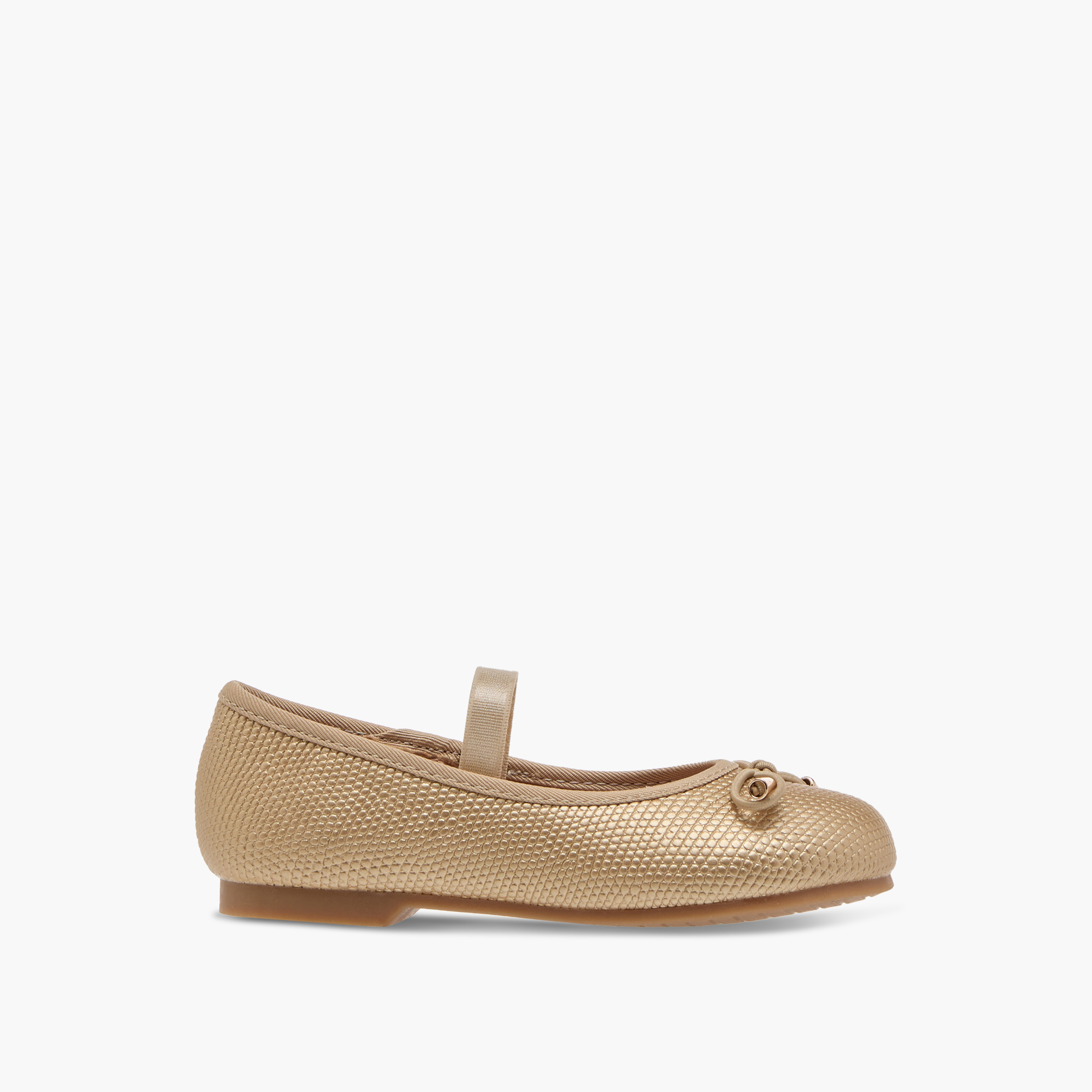 Juniors Bow Accent Ballerina Shoes with Elasticated Strap-girls-shoes-ballerinas-image-3
