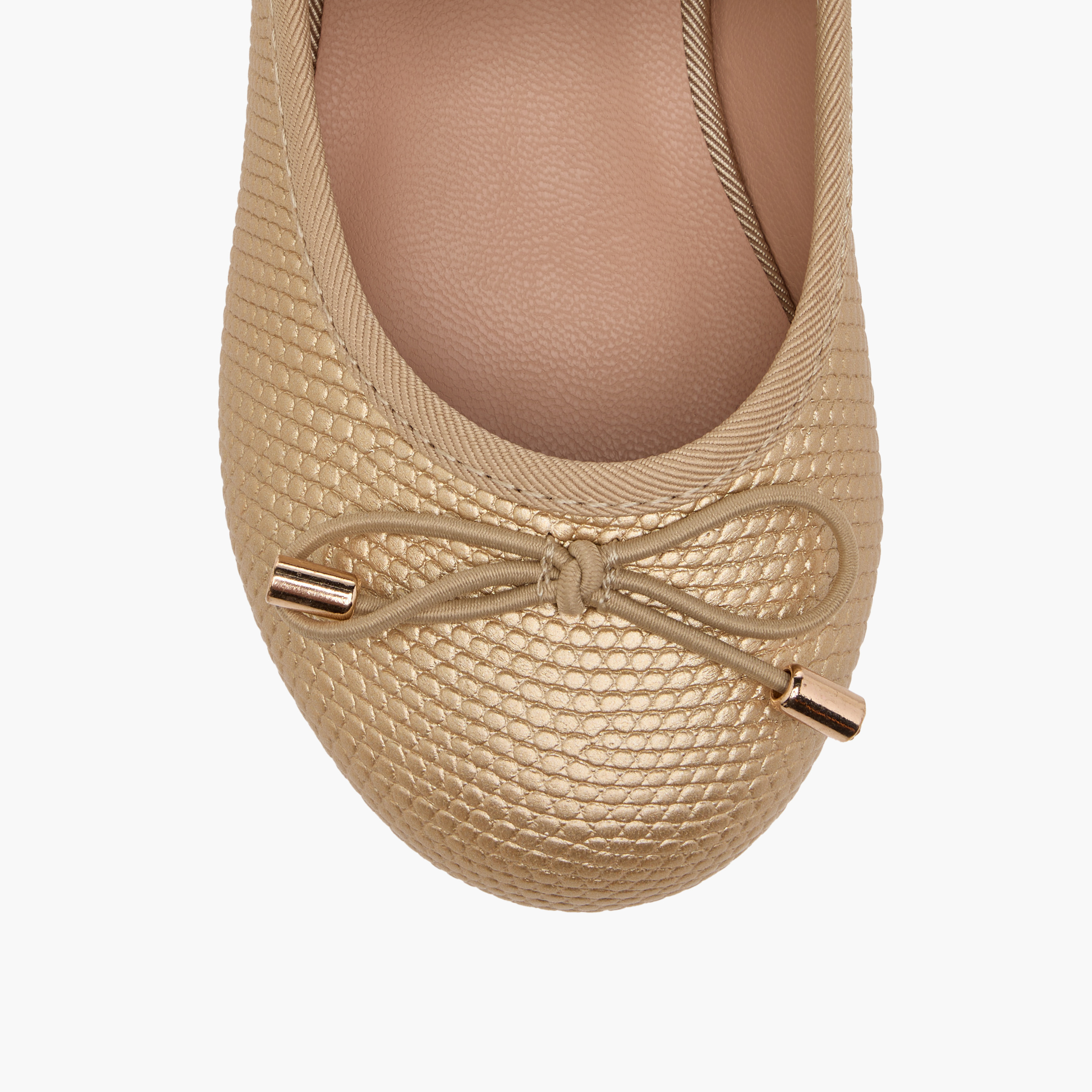 Juniors Bow Accent Ballerina Shoes with Elasticated Strap-girls-shoes-ballerinas-image-4