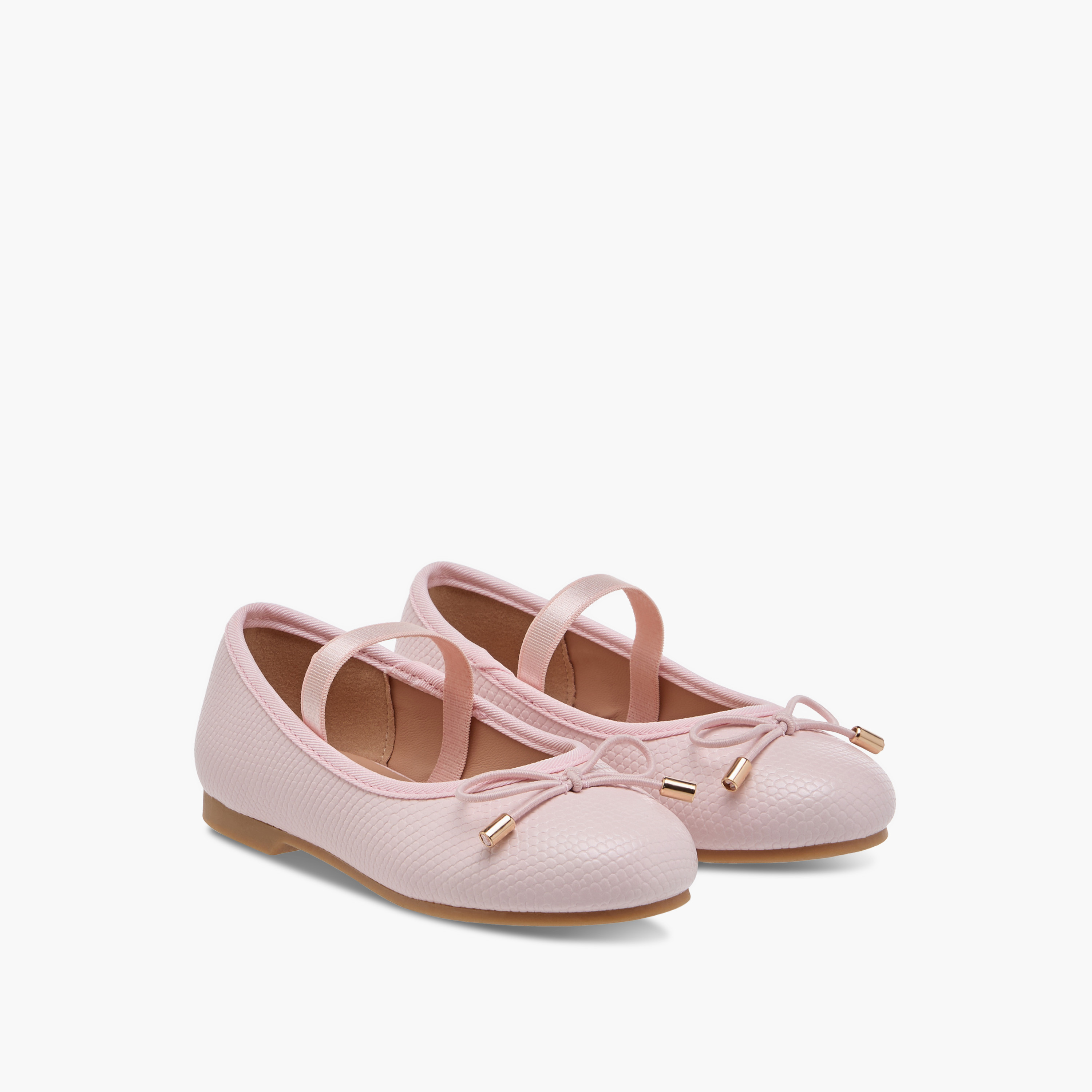 Juniors Bow Accent Ballerina Shoes with Elasticated Strap-girls-shoes-ballerinas-image-7