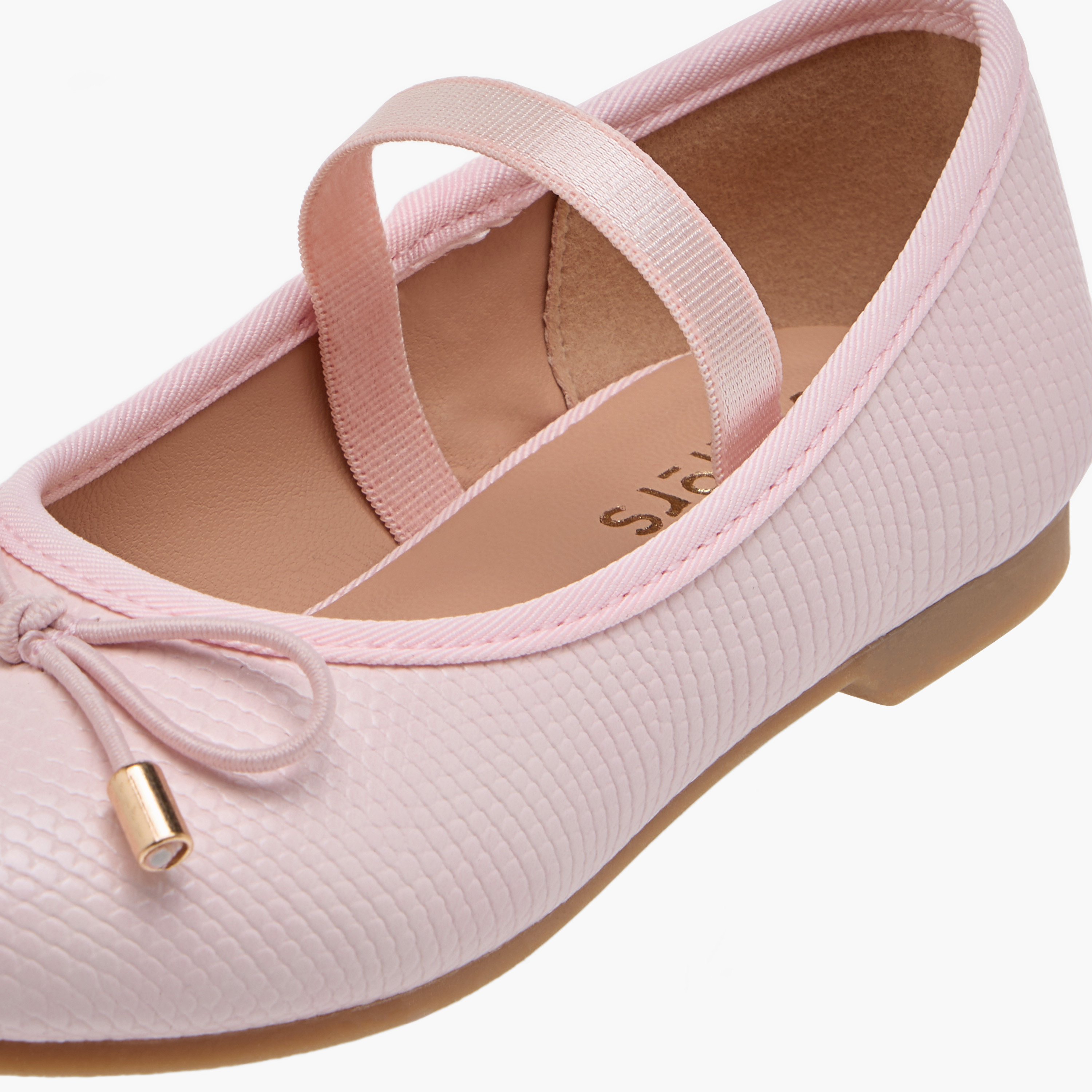 Juniors Bow Accent Ballerina Shoes with Elasticated Strap-girls-shoes-ballerinas-image-12