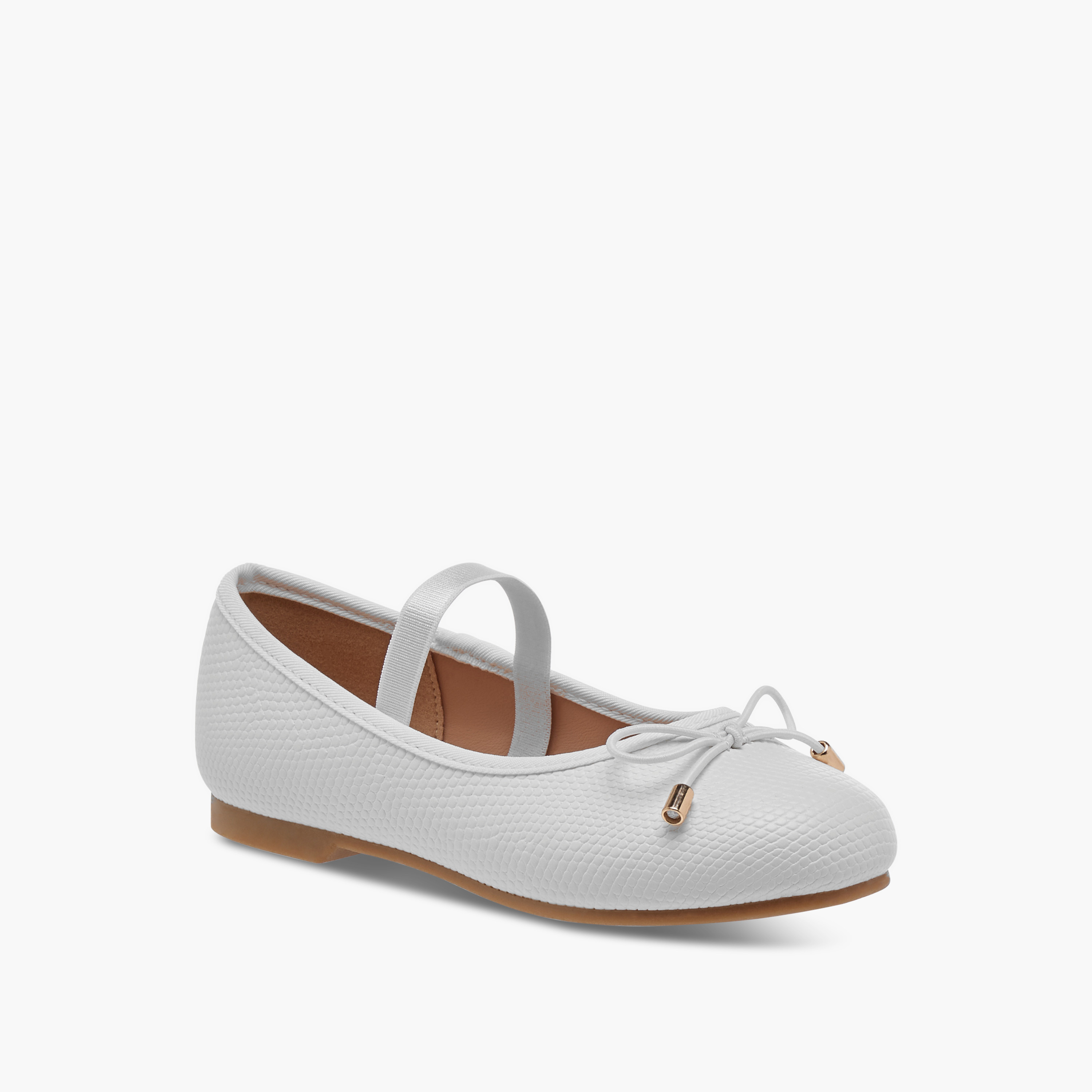 Juniors Bow Accent Ballerina Shoes with Elasticated Strap-girls-shoes-ballerinas-image-14