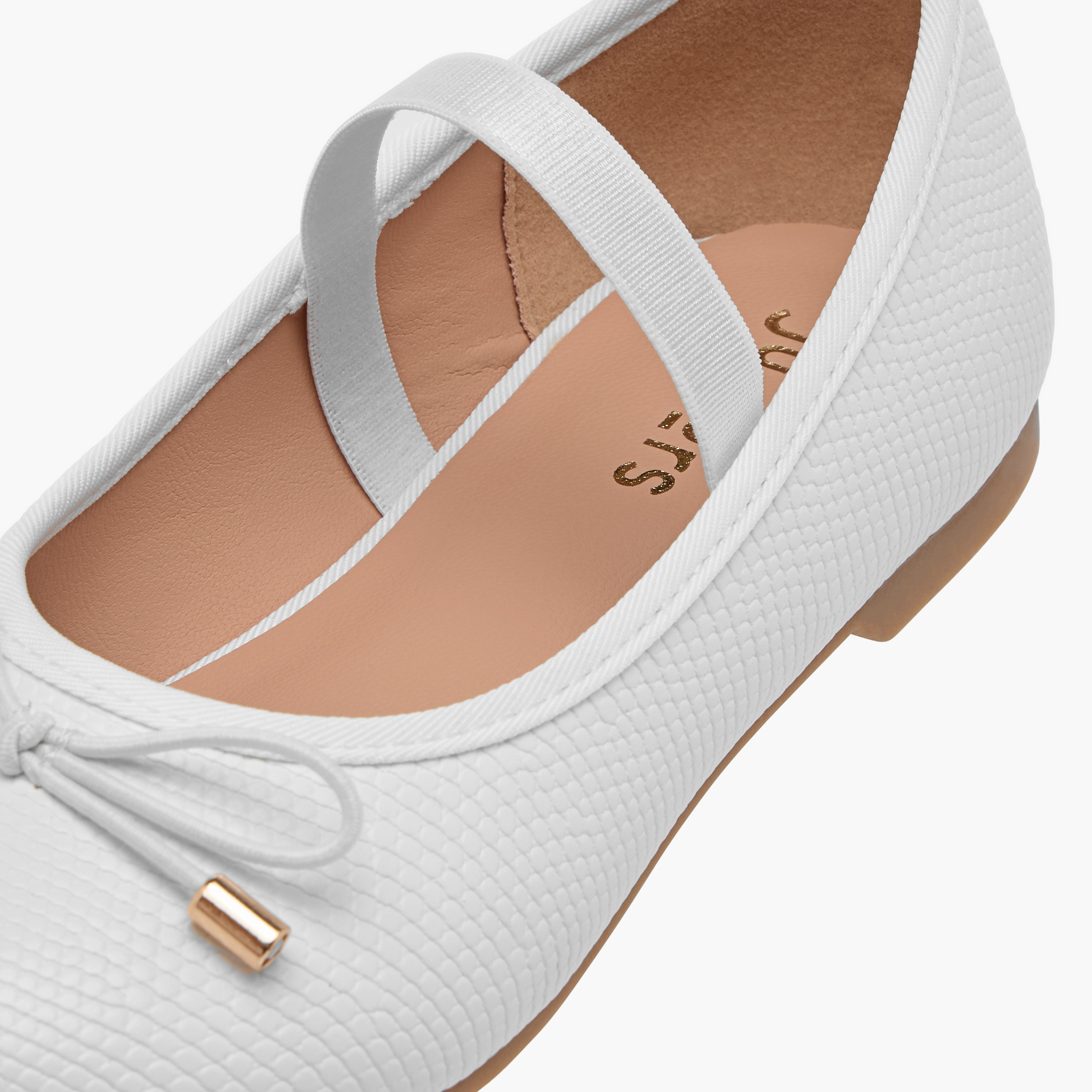 Juniors Bow Accent Ballerina Shoes with Elasticated Strap-girls-shoes-ballerinas-image-18