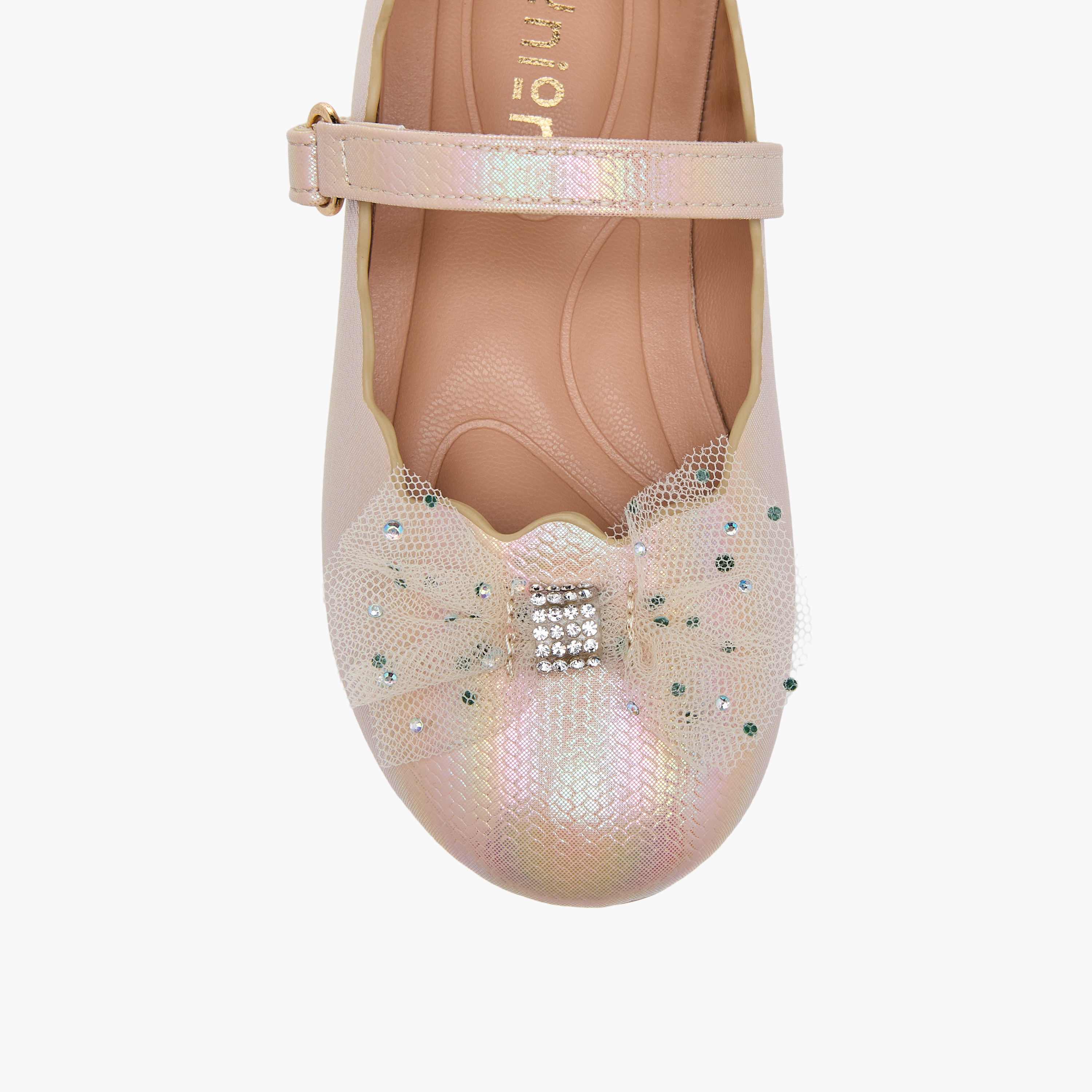 Juniors Bow Accent Ballerina Shoes with Hook and Loop Closure-girls-shoes-maryjanes-image-4