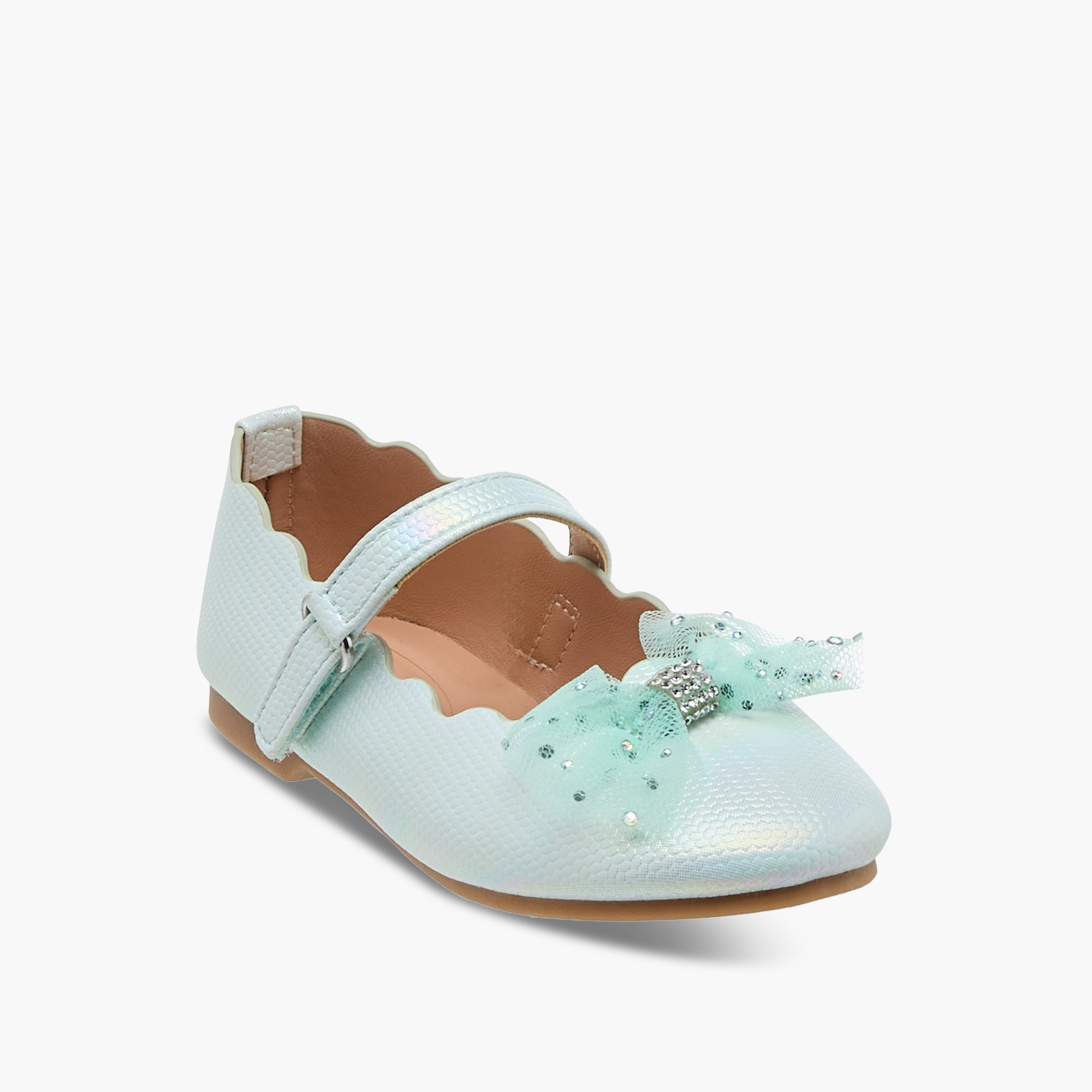 Juniors Bow Accent Ballerina Shoes with Hook and Loop Closure-girls-shoes-maryjanes-image-2