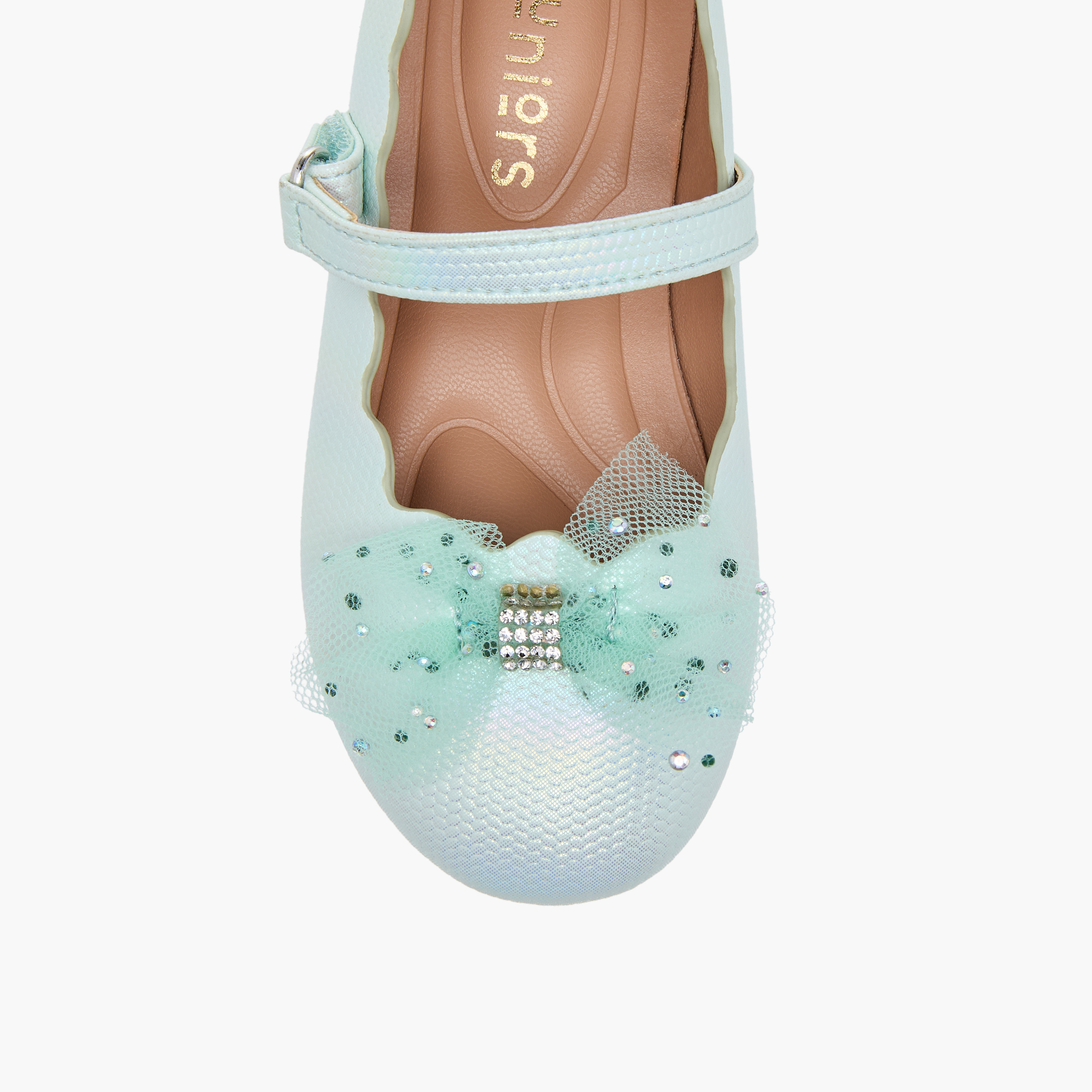 Juniors Bow Accent Ballerina Shoes with Hook and Loop Closure-girls-shoes-maryjanes-image-4