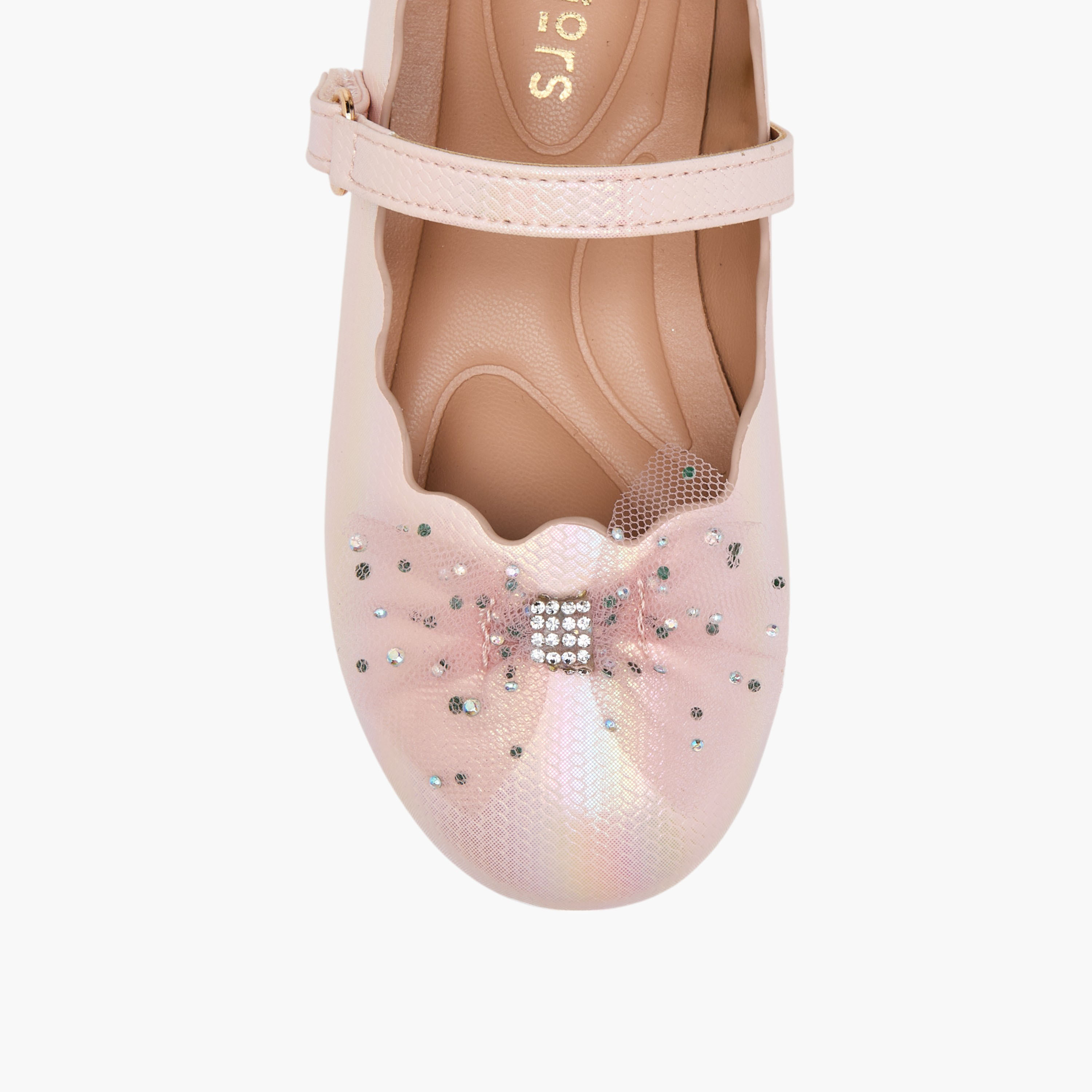 Juniors Bow Accent Ballerina Shoes with Hook and Loop Closure-girls-shoes-maryjanes-image-4
