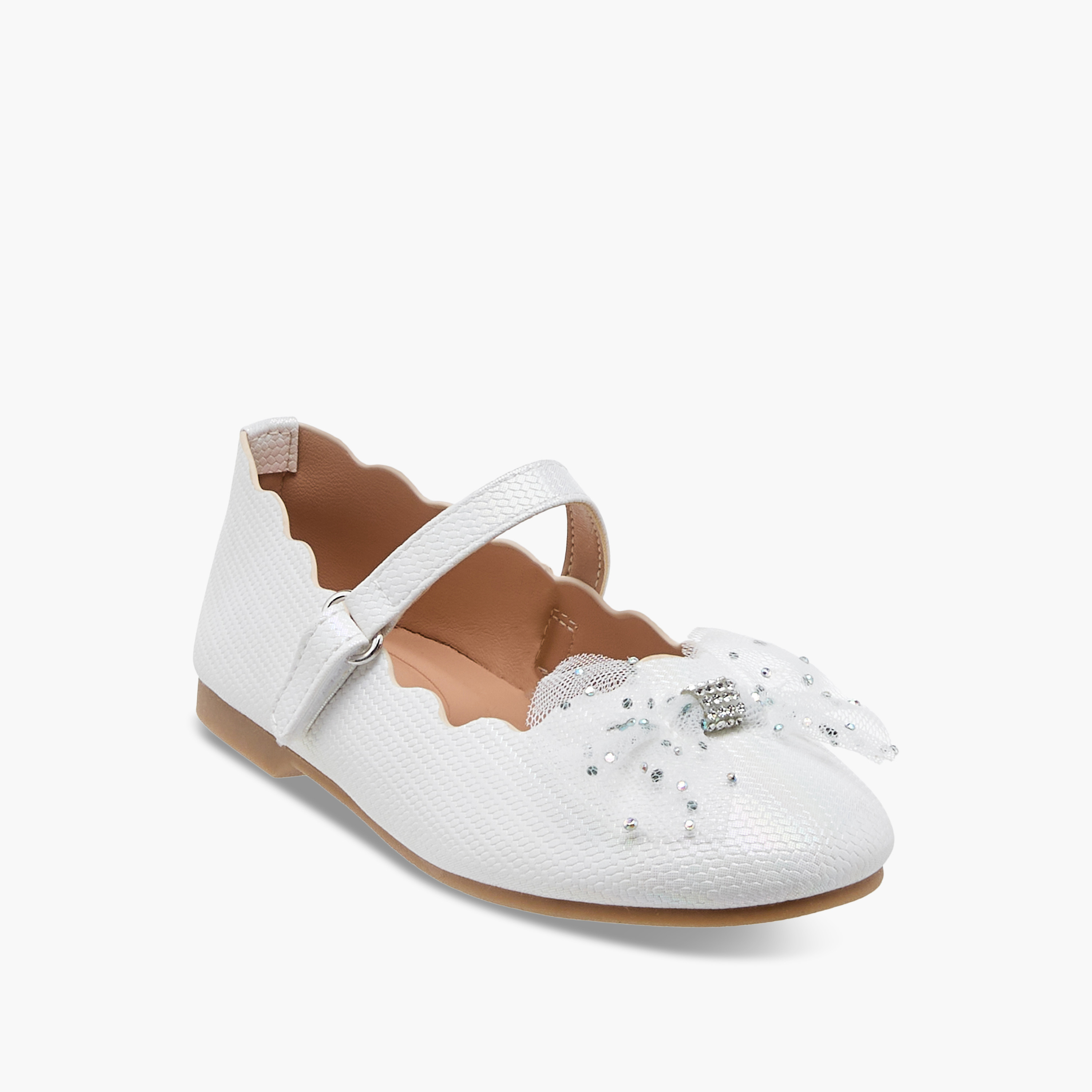 Juniors Bow Accent Ballerina Shoes with Hook and Loop Closure-girls-shoes-maryjanes-image-2
