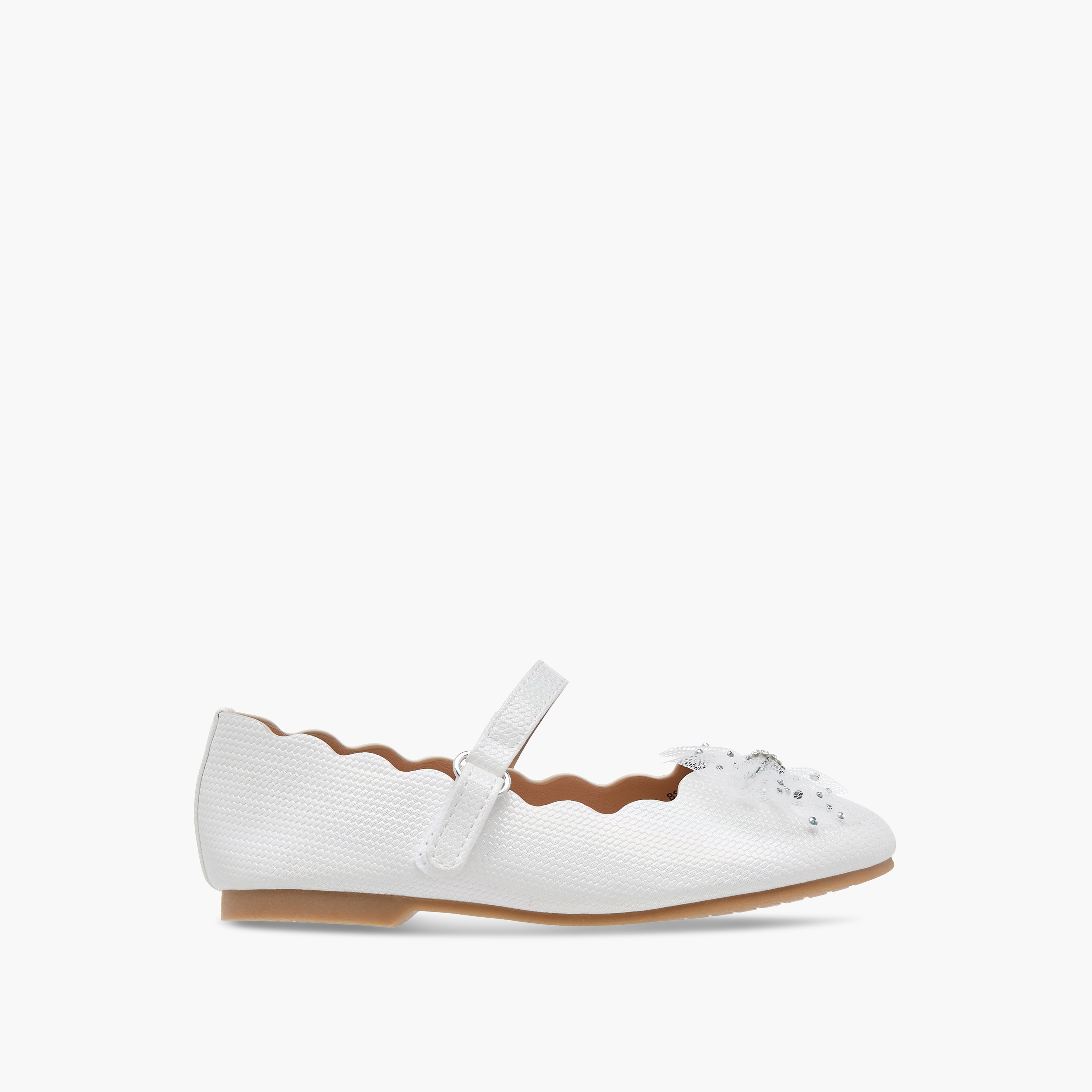 Juniors Bow Accent Ballerina Shoes with Hook and Loop Closure-girls-shoes-maryjanes-image-3