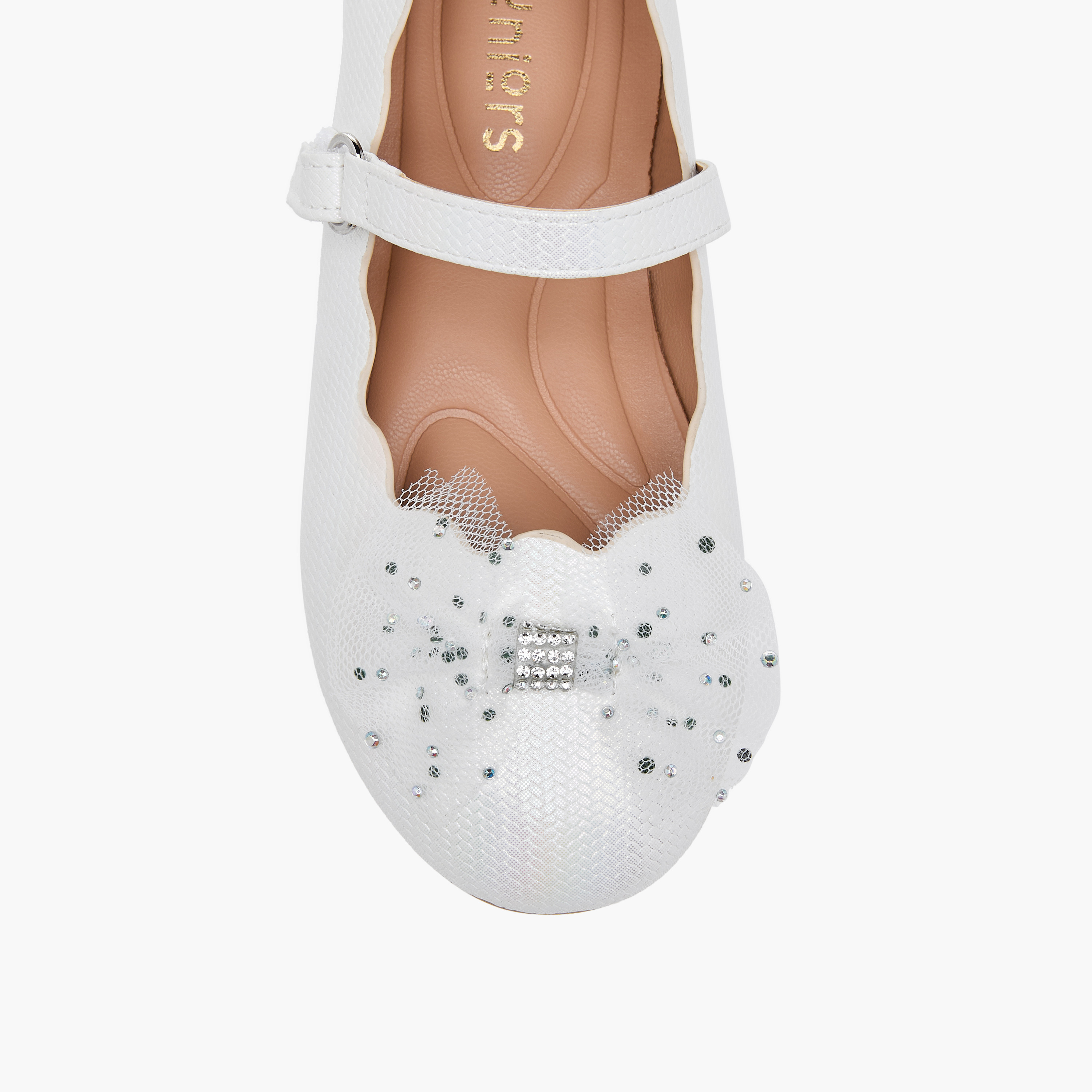Juniors Bow Accent Ballerina Shoes with Hook and Loop Closure-girls-shoes-maryjanes-image-4