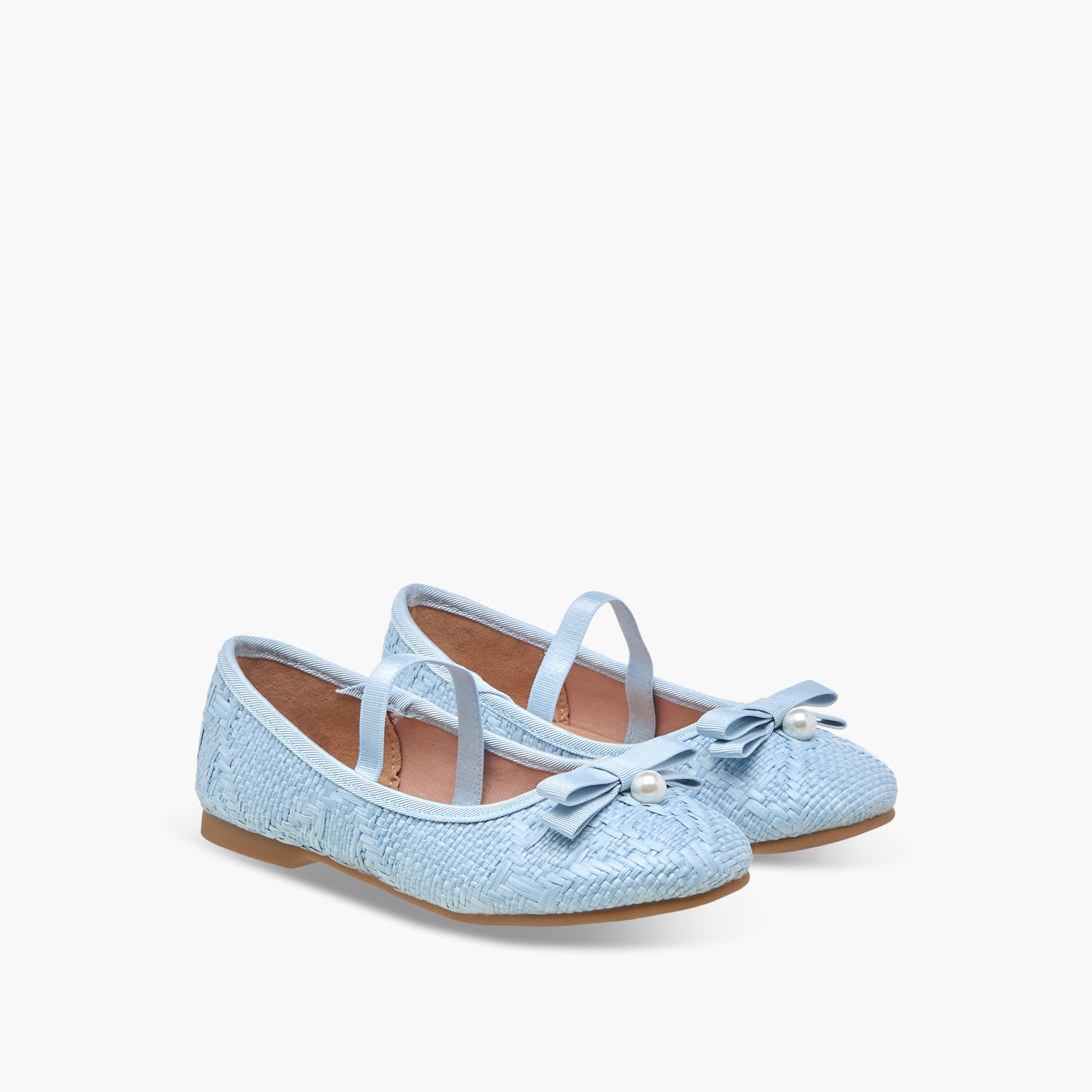 Juniors Bow Accent Ballerina Shoes with Elasticated Strap-girls-shoes-ballerinas-image-1