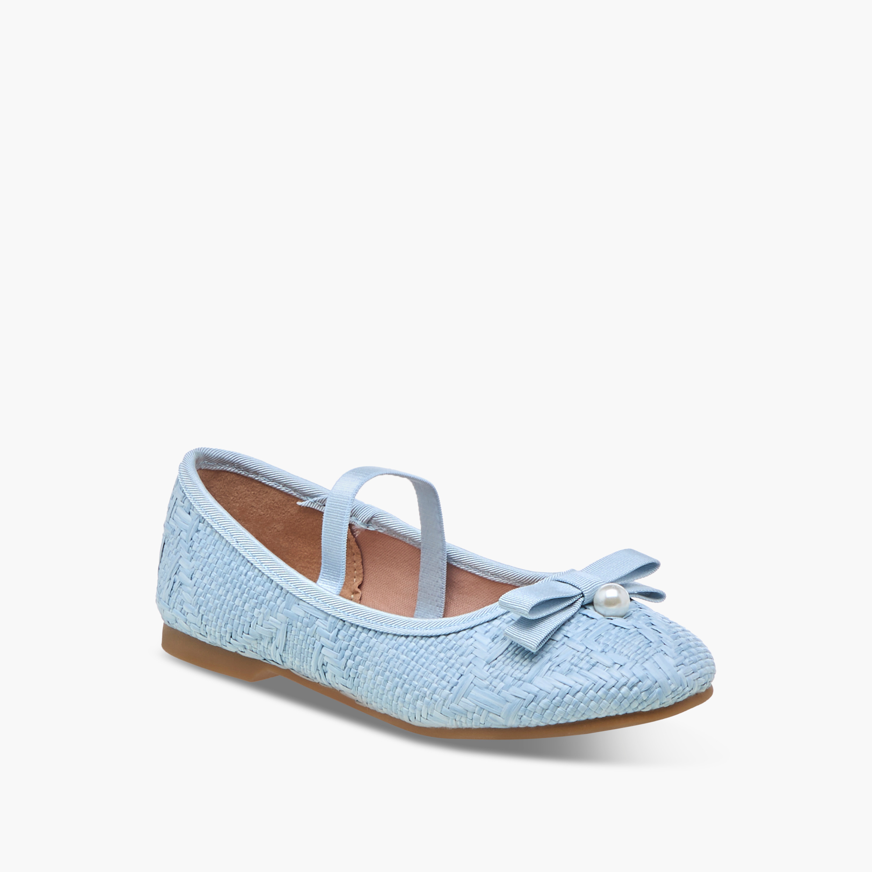 Juniors Bow Accent Ballerina Shoes with Elasticated Strap-girls-shoes-ballerinas-image-2