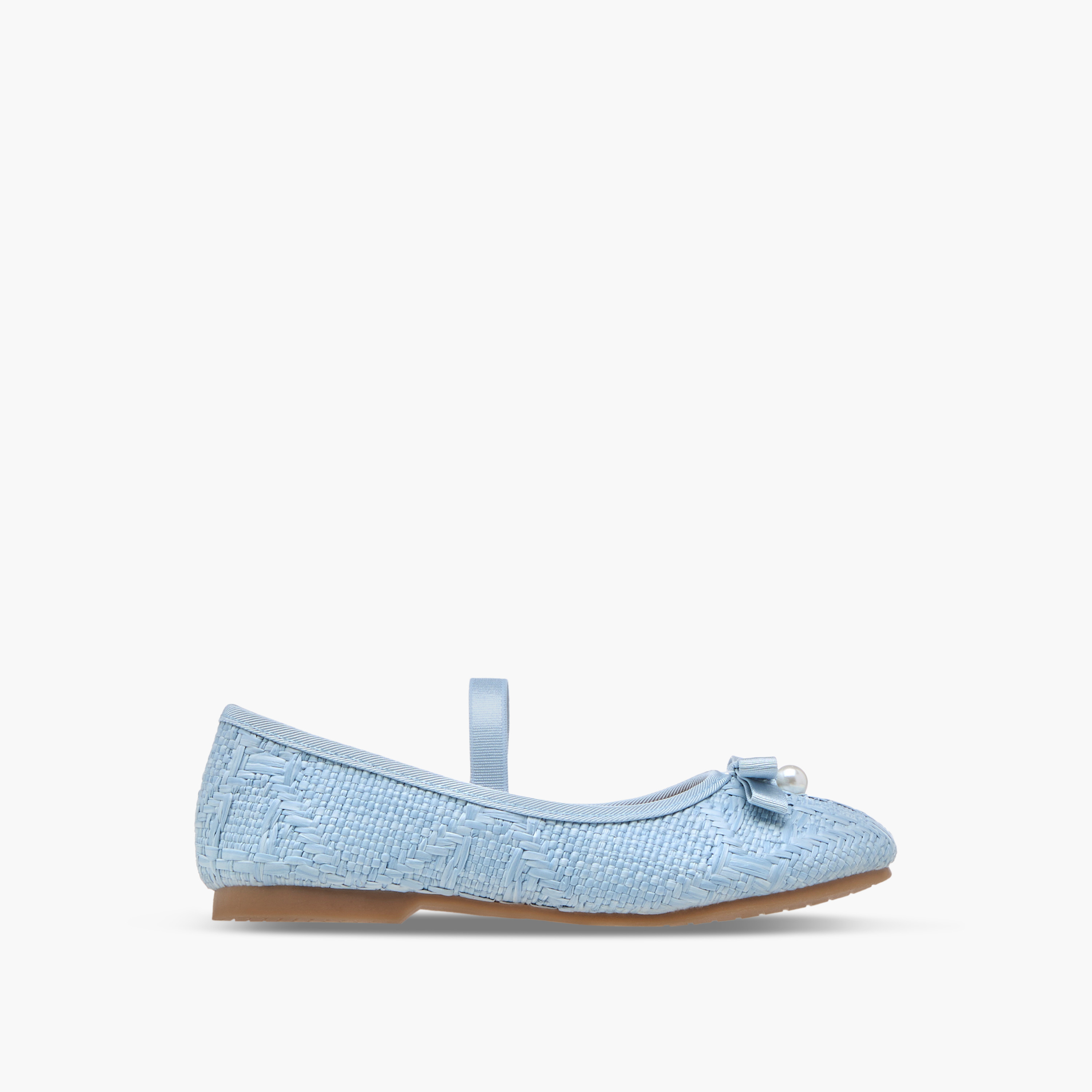 Juniors Bow Accent Ballerina Shoes with Elasticated Strap-girls-shoes-ballerinas-image-3