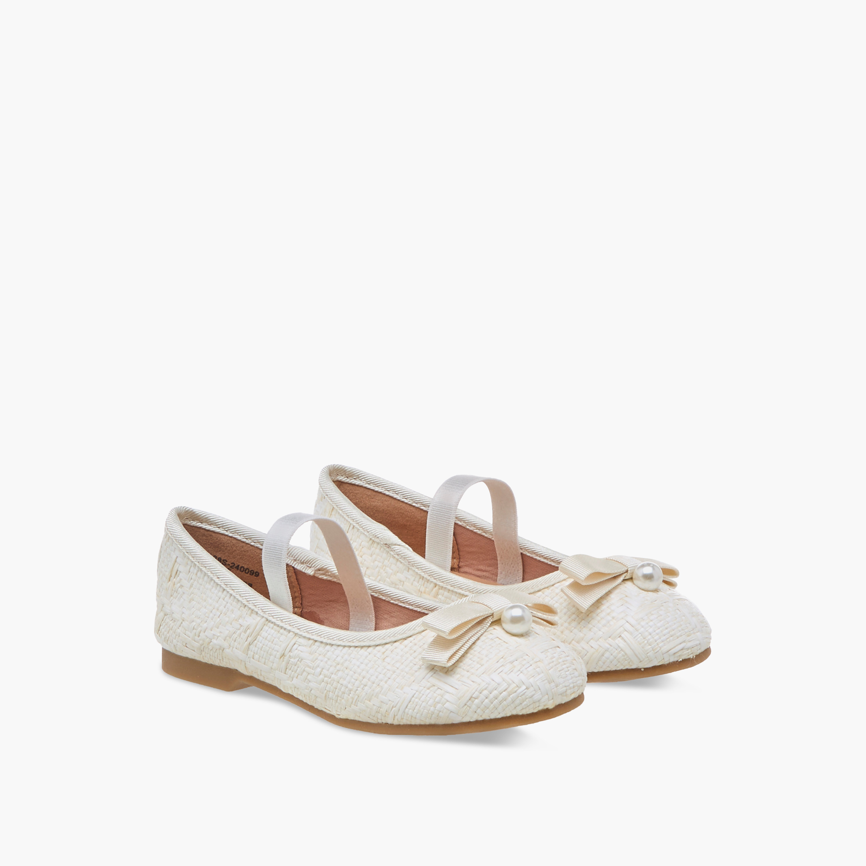 حذاء باليرينا بحزام مطاطي وزينة فيونكة من جونيورز-girls-shoes-ballerinas-image-1