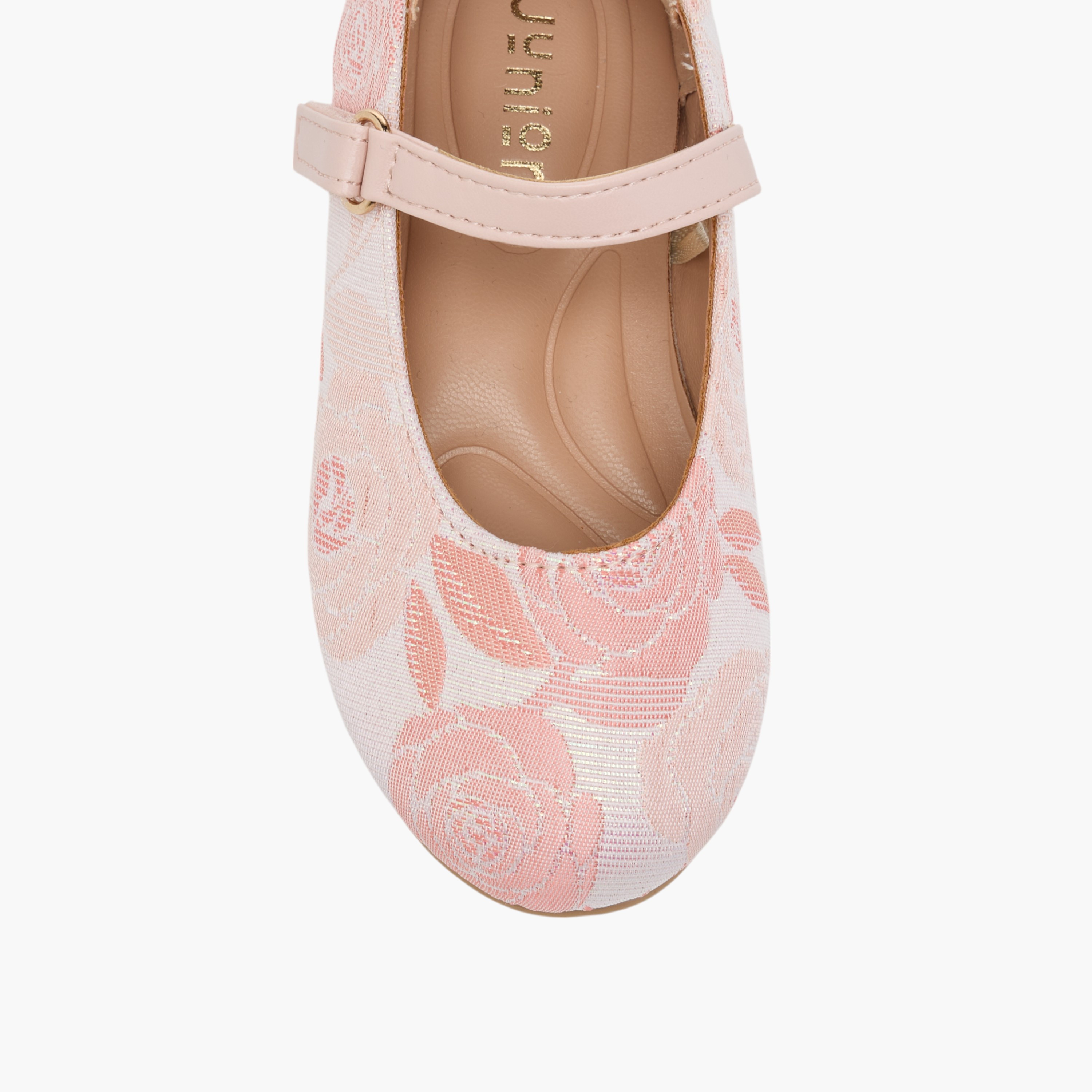 Juniors Embroidered Ballerina Shoes with Hook and Loop Closure-girls-shoes-ballerinas-image-10
