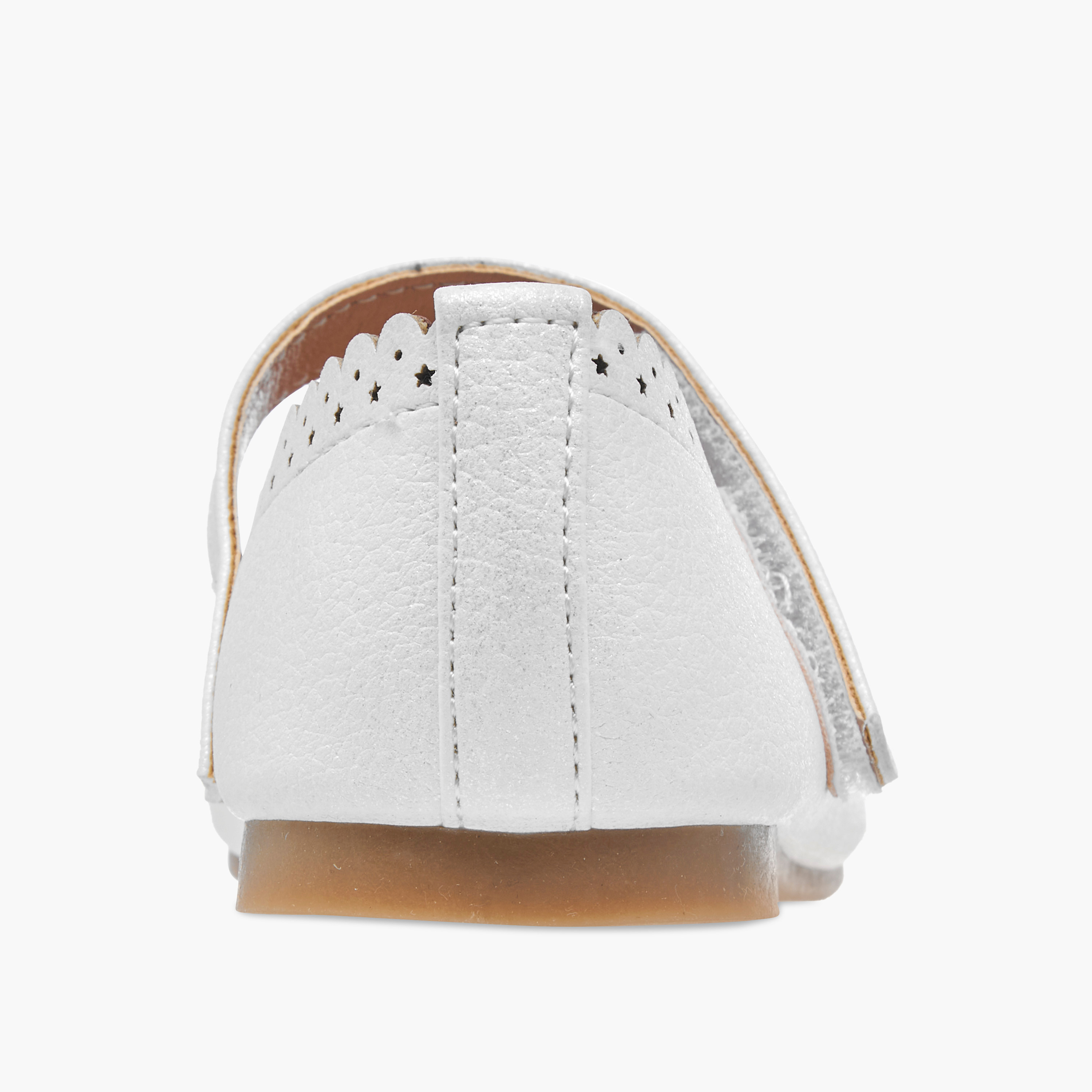 Juniors Laser Cut Ballerina Shoes with Hook and Loop Closure-girls-shoes-ballerinas-image-5