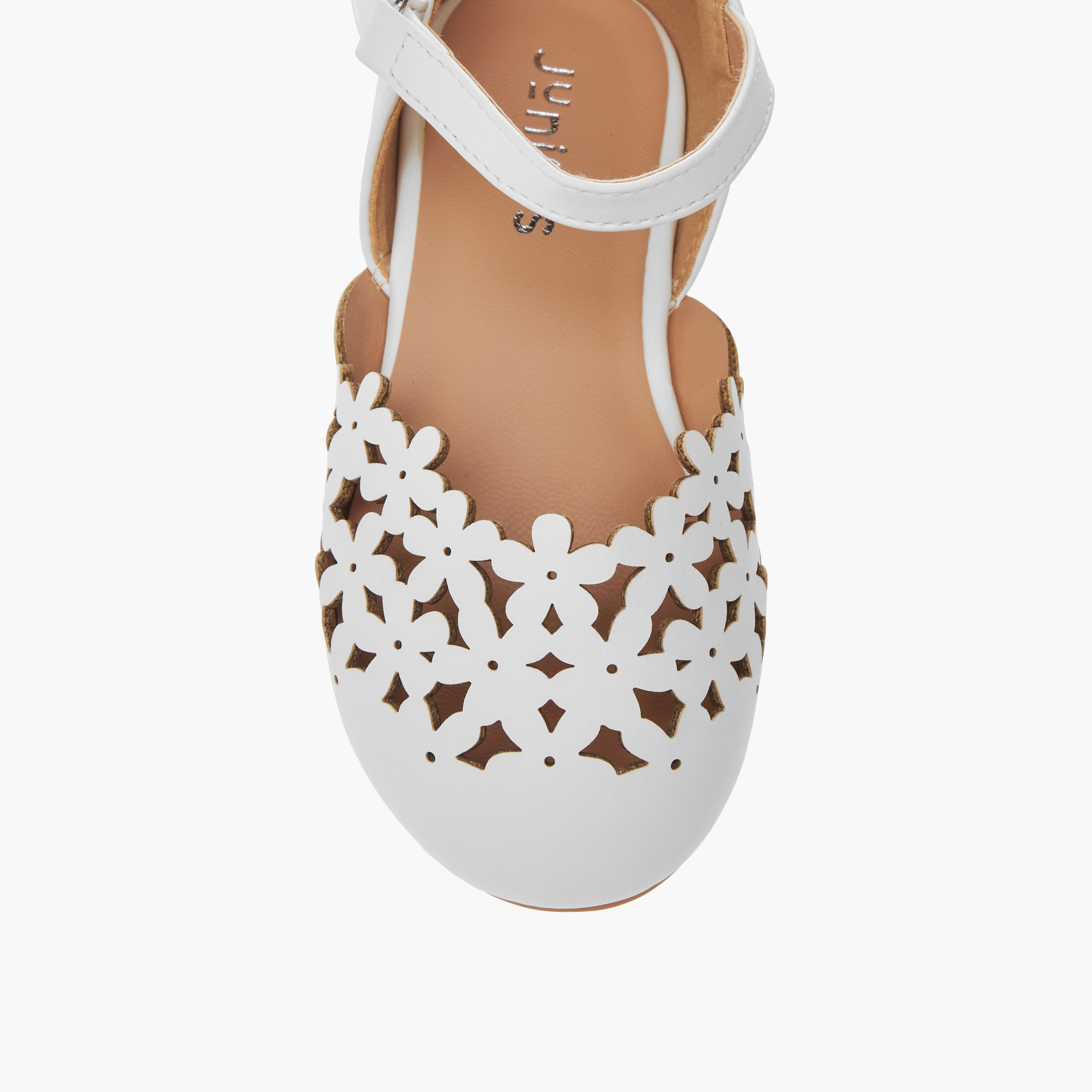 حذاء باليرينا بتفاصيل مفرغة وشريط إغلاق لاصق من جونيورز-girls-shoes-ballerinas-image-10