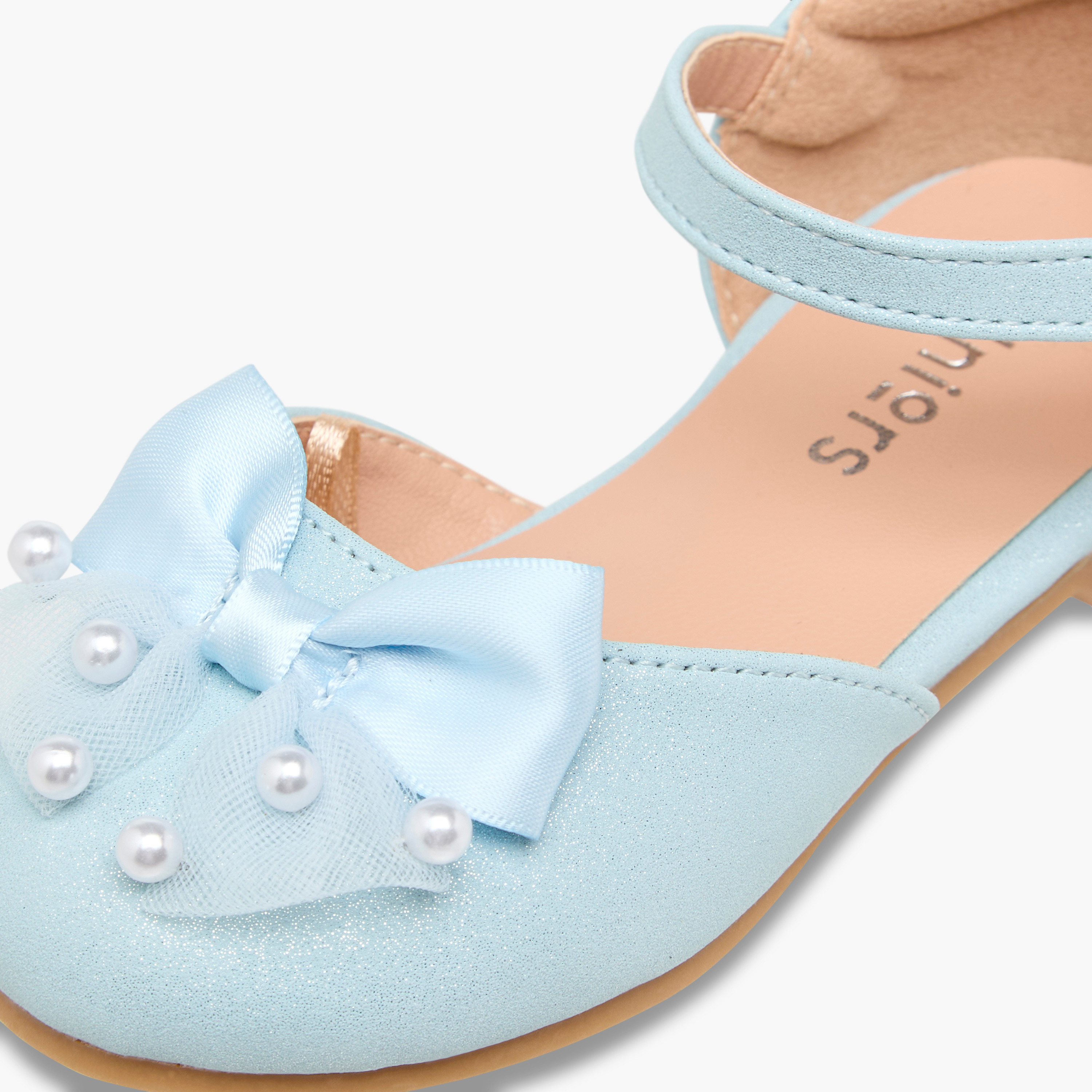 Juniors Bow Embellished Ballerina Shoes with Hook and Loop Closure-girls-shoes-ballerinas-image-6