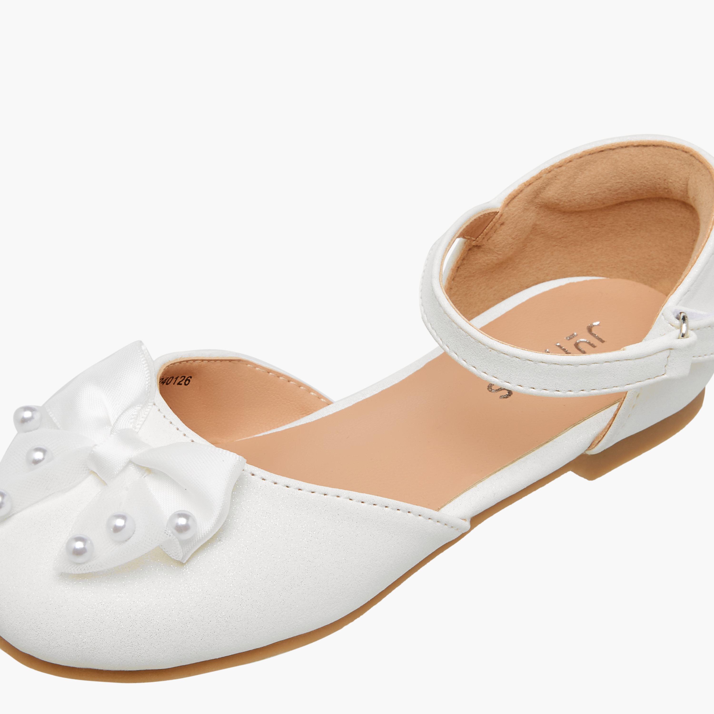 Juniors Bow Embellished Ballerina Shoes with Hook and Loop Closure-girls-shoes-ballerinas-image-6