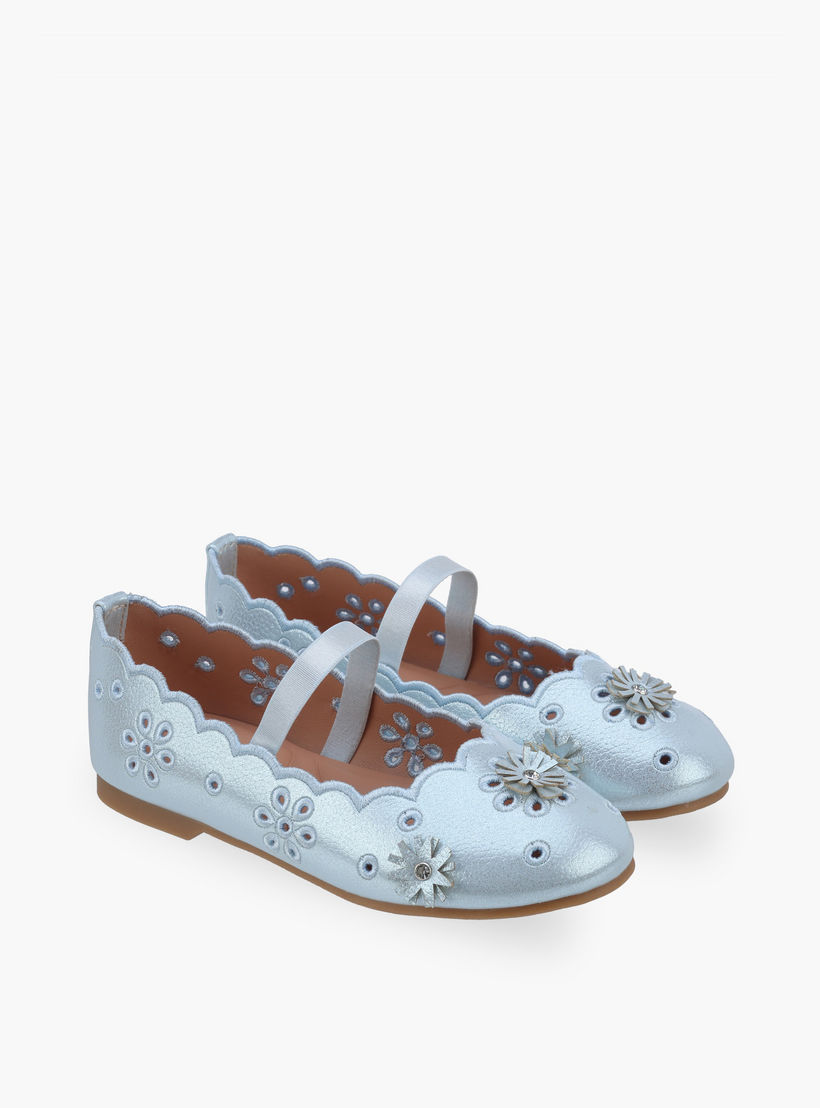 Juniors Girls Floral Embellished Ballerina Shoes-girls-shoes-ballerinas-image-1