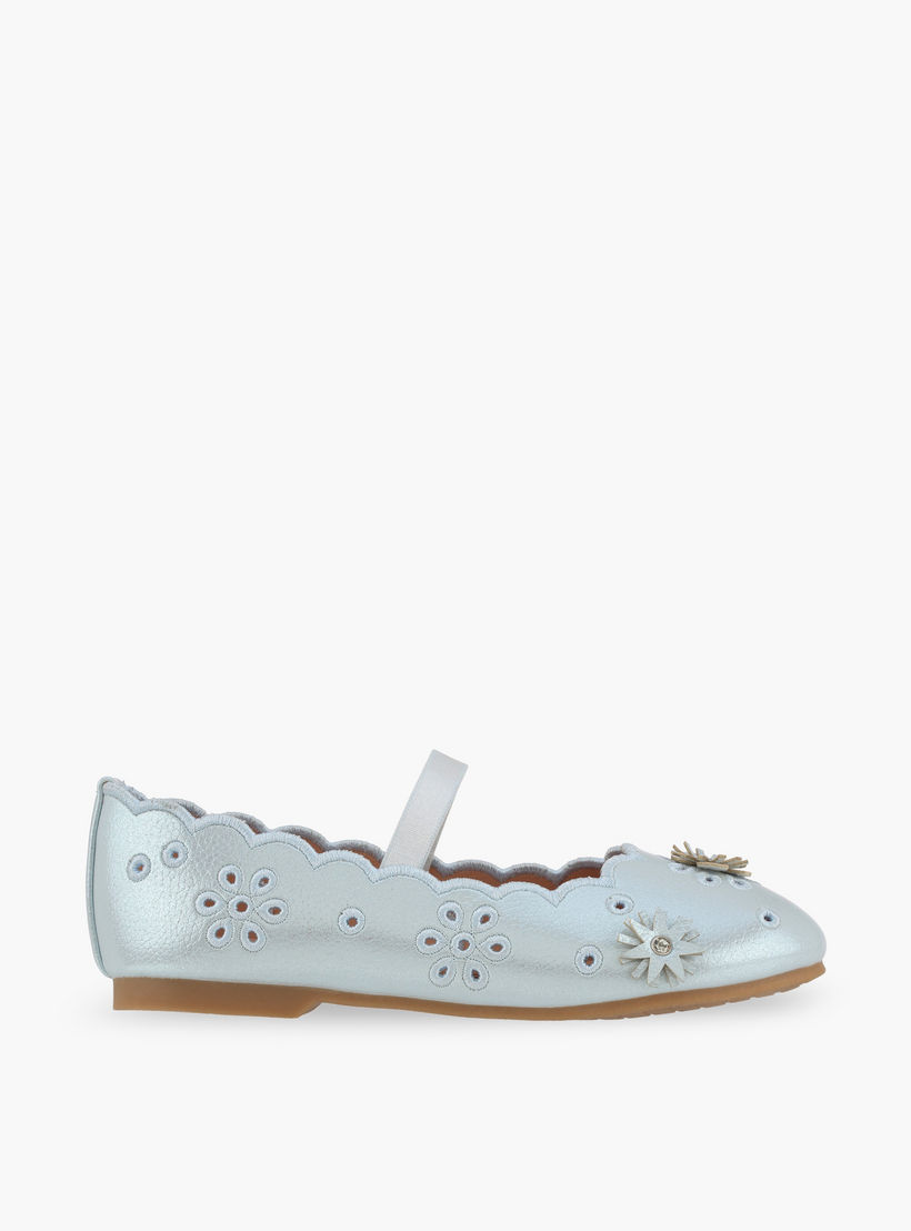 Juniors Girls Floral Embellished Ballerina Shoes-girls-shoes-ballerinas-image-3