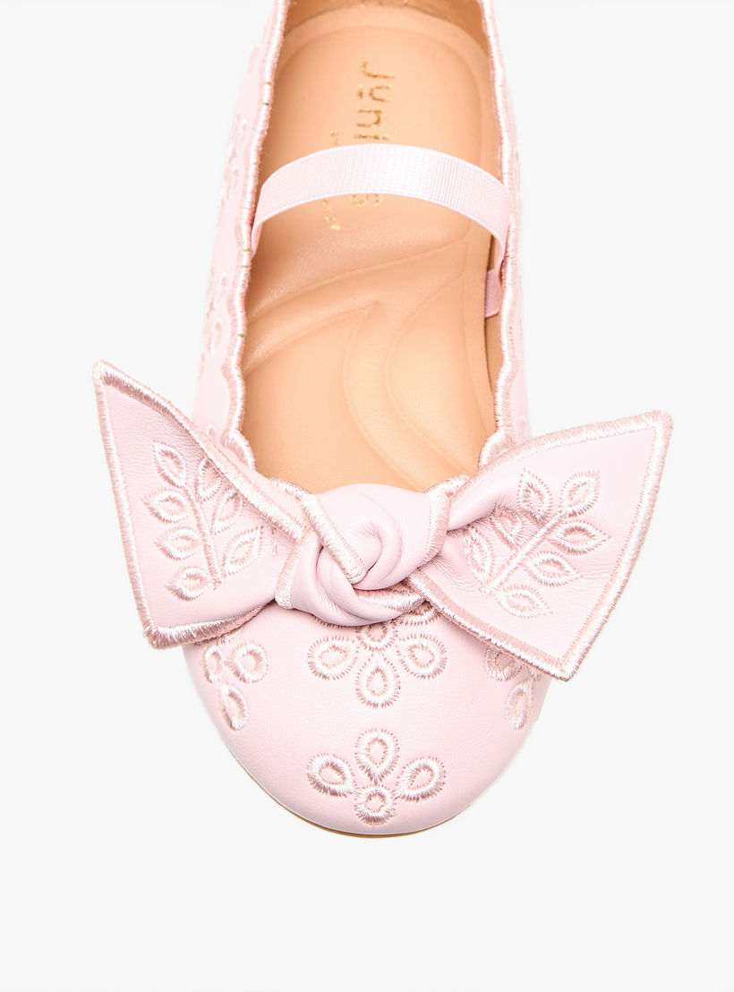 حذاء باليرينا مطرز بفيونكة للبنات من جونيورز-girls-shoes-ballerinas-image-4