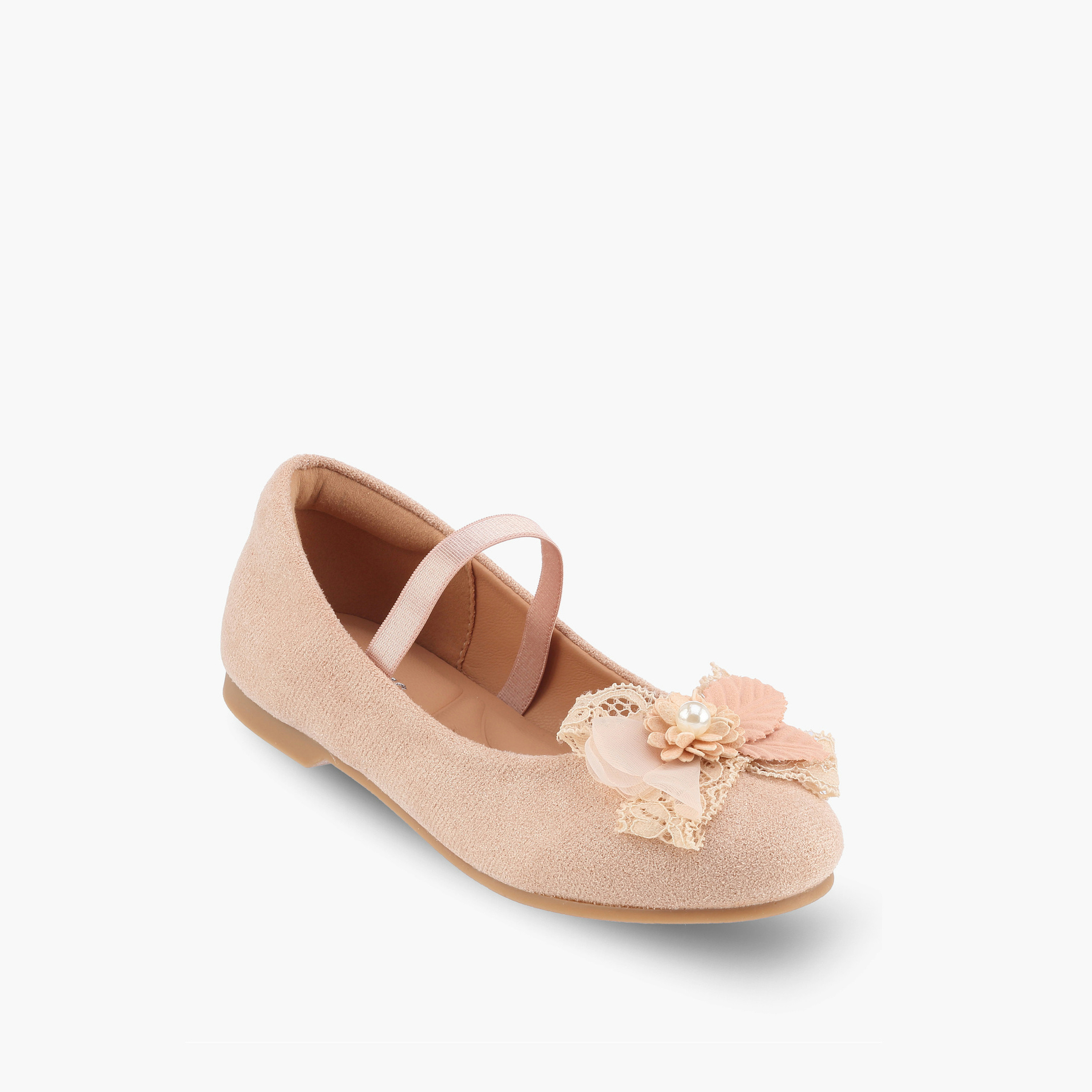 Juniors Girls Floral Applique Ballerina Shoes-girls-shoes-ballerinas-image-2