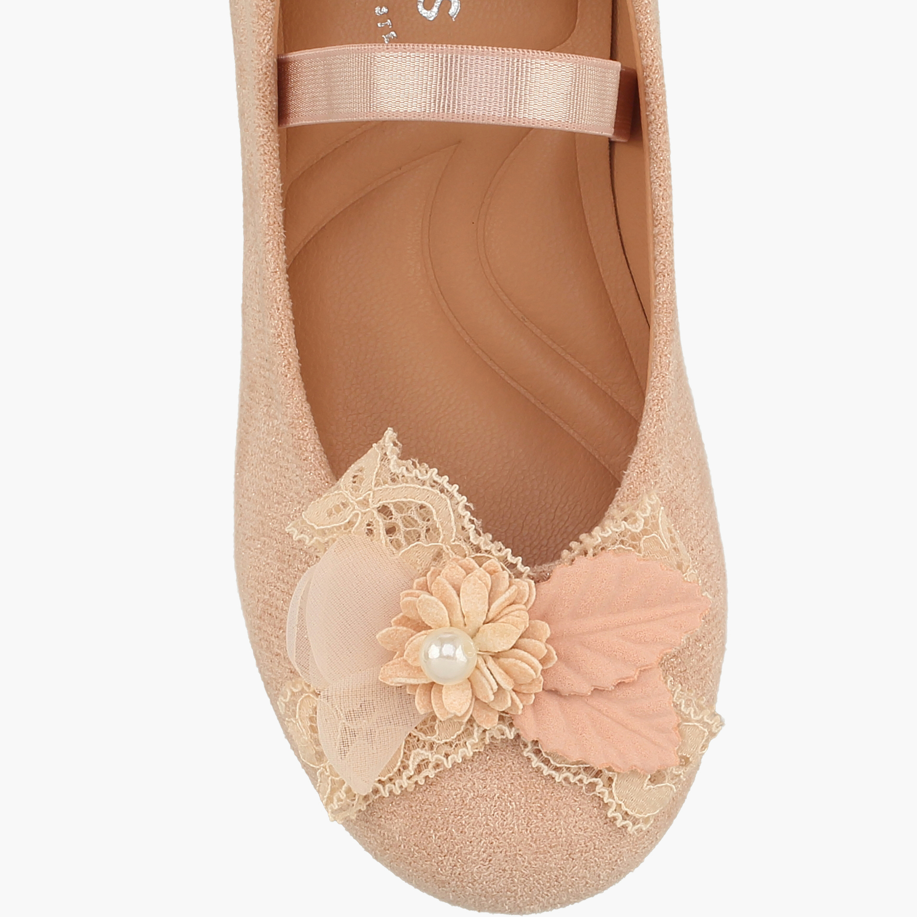 Juniors Girls Floral Applique Ballerina Shoes-girls-shoes-ballerinas-image-4