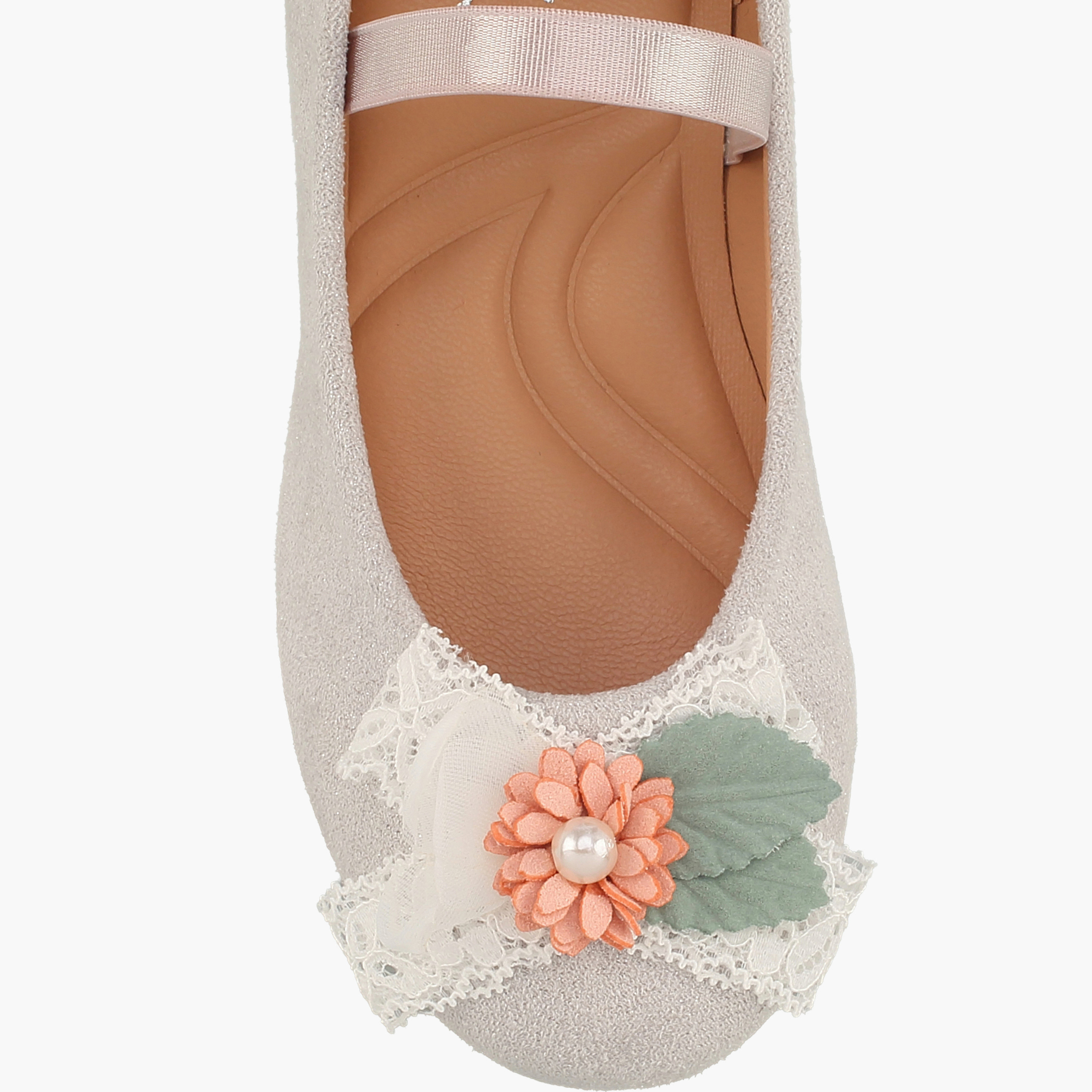 Juniors Girls Floral Applique Ballerina Shoes-girls-shoes-ballerinas-image-4
