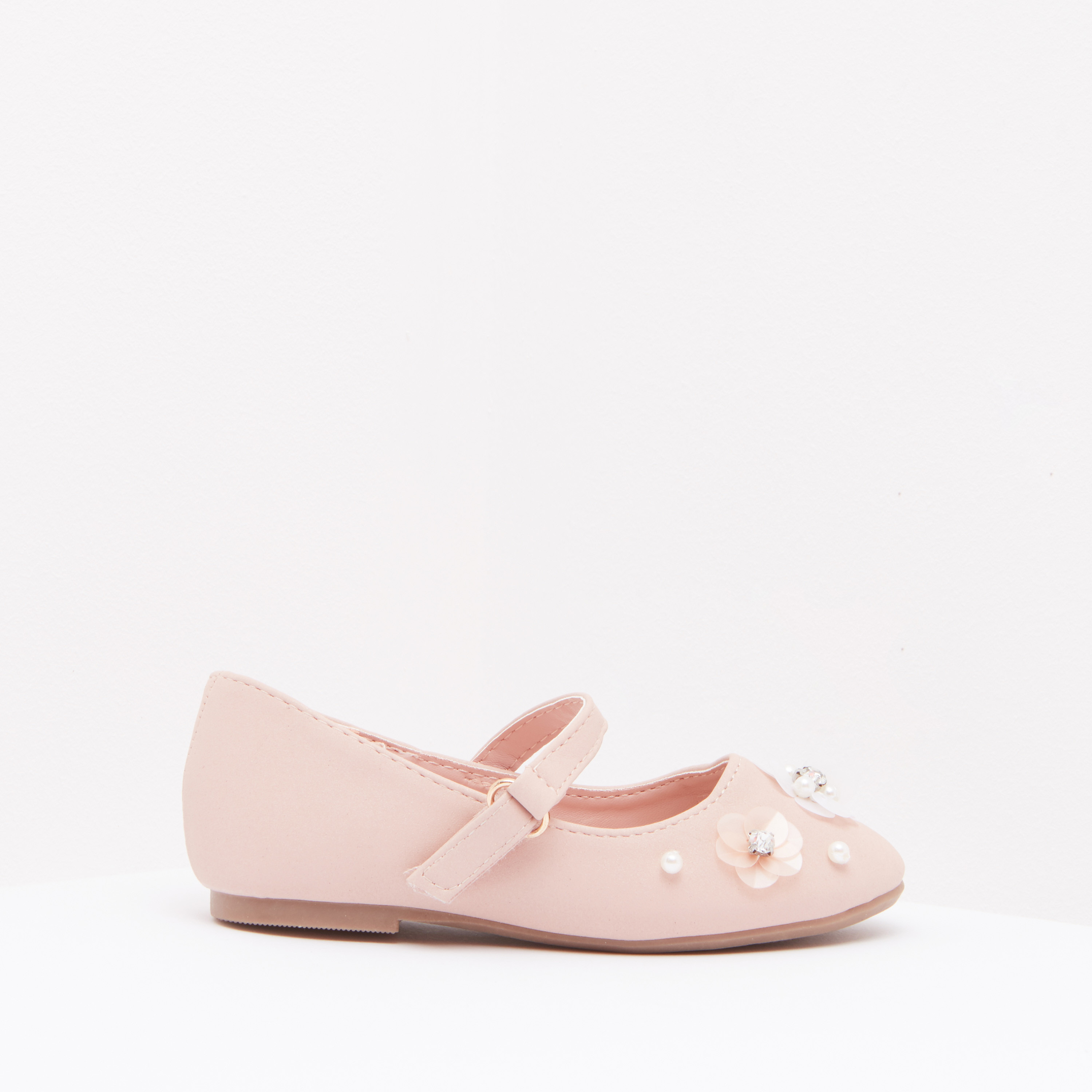 Embellished Mary Jane Shoes with Hook and Loop Closure-girls-shoes-loafers-image-1