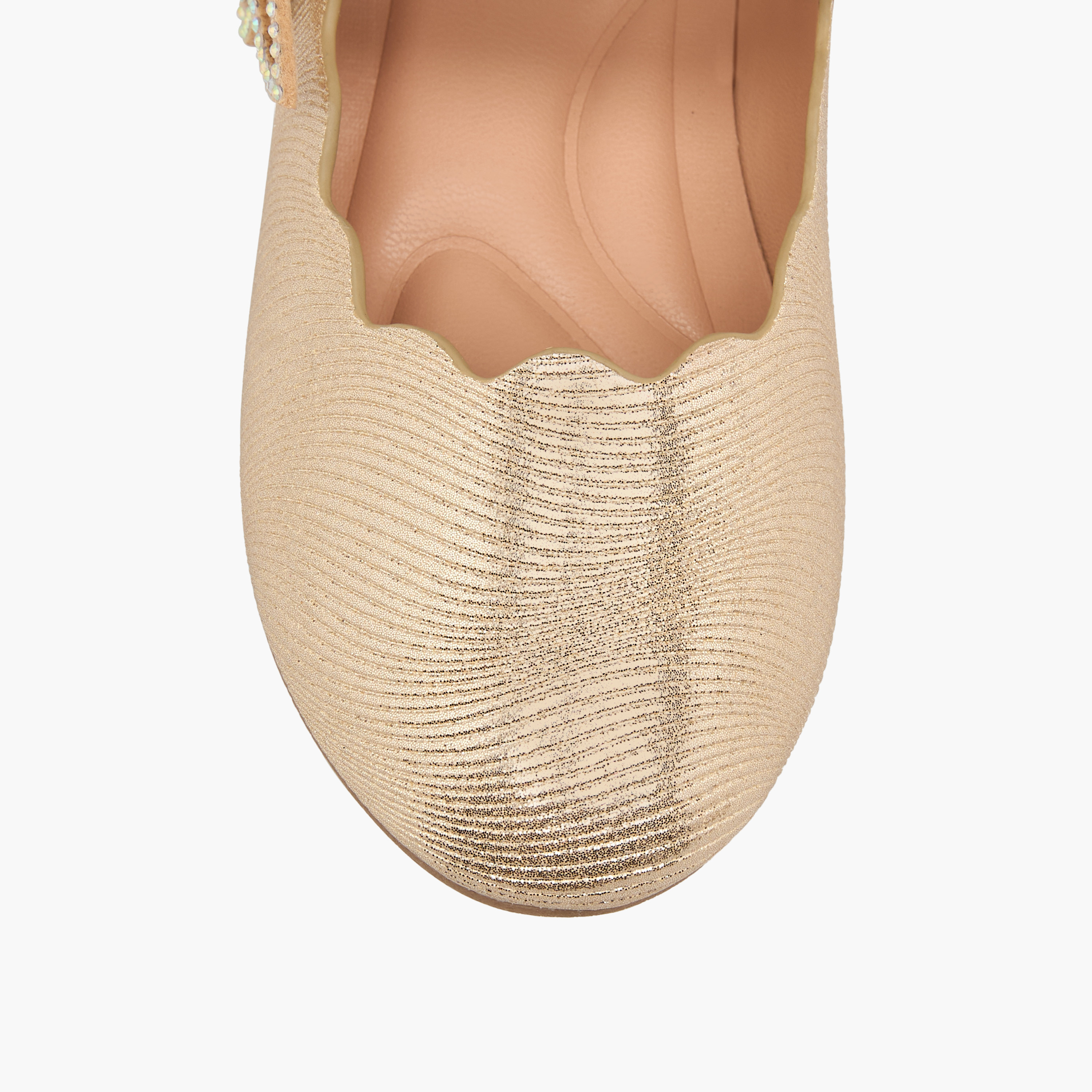Juniors Textured Ballerinas with Butterfly Accent Hook and Loop Closure-girls-shoes-maryjanes-image-4