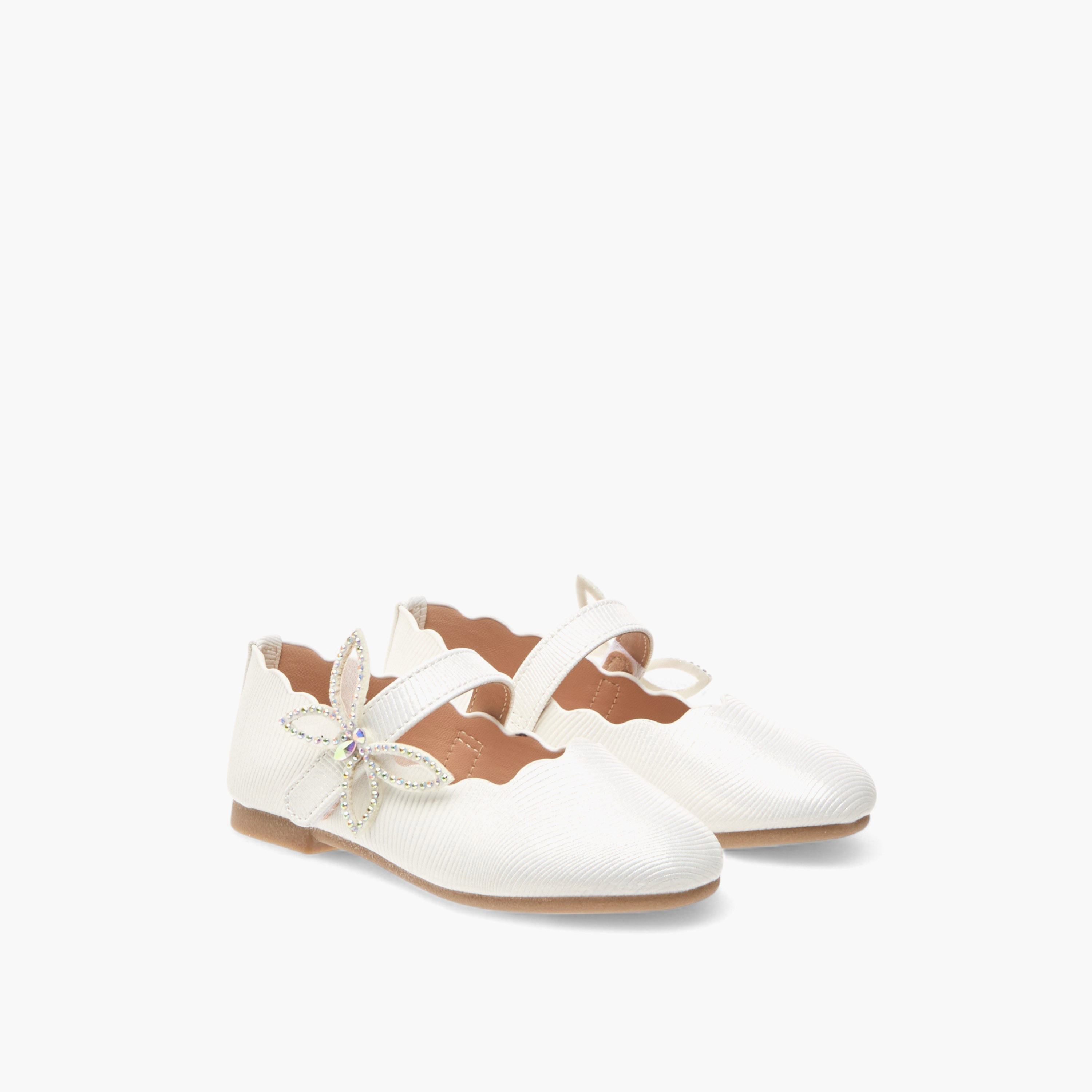 حذاء باليرينا بارز الملمس بزينة فراشة مع شريط إغلاق من جونيورز-girls-shoes-maryjanes-image-1