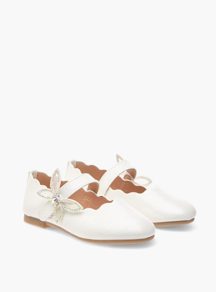 حذاء باليرينا بارز الملمس بزينة فراشة مع شريط إغلاق من جونيورز-girls-shoes-maryjanes-image-1