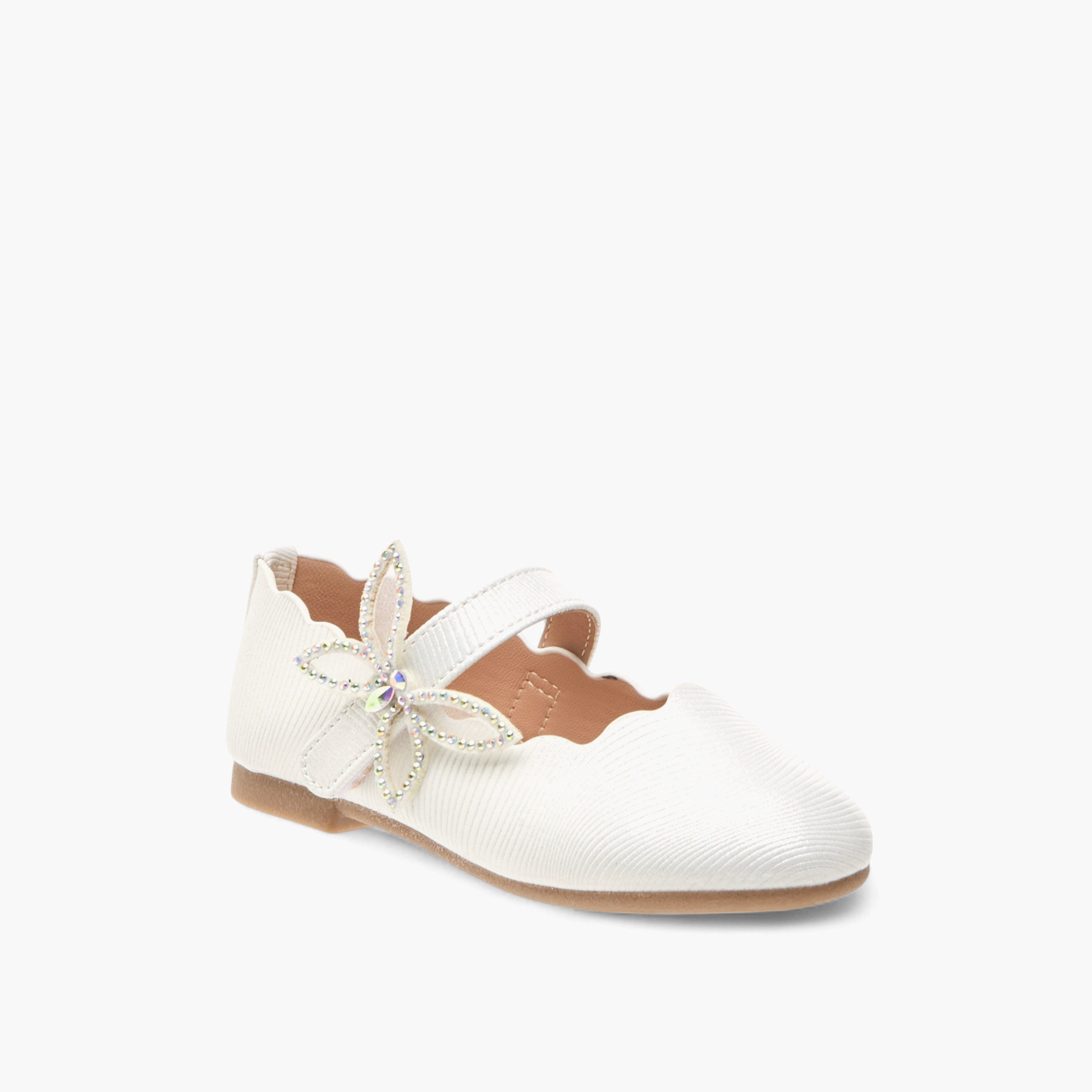 حذاء باليرينا بارز الملمس بزينة فراشة مع شريط إغلاق من جونيورز-girls-shoes-maryjanes-image-2